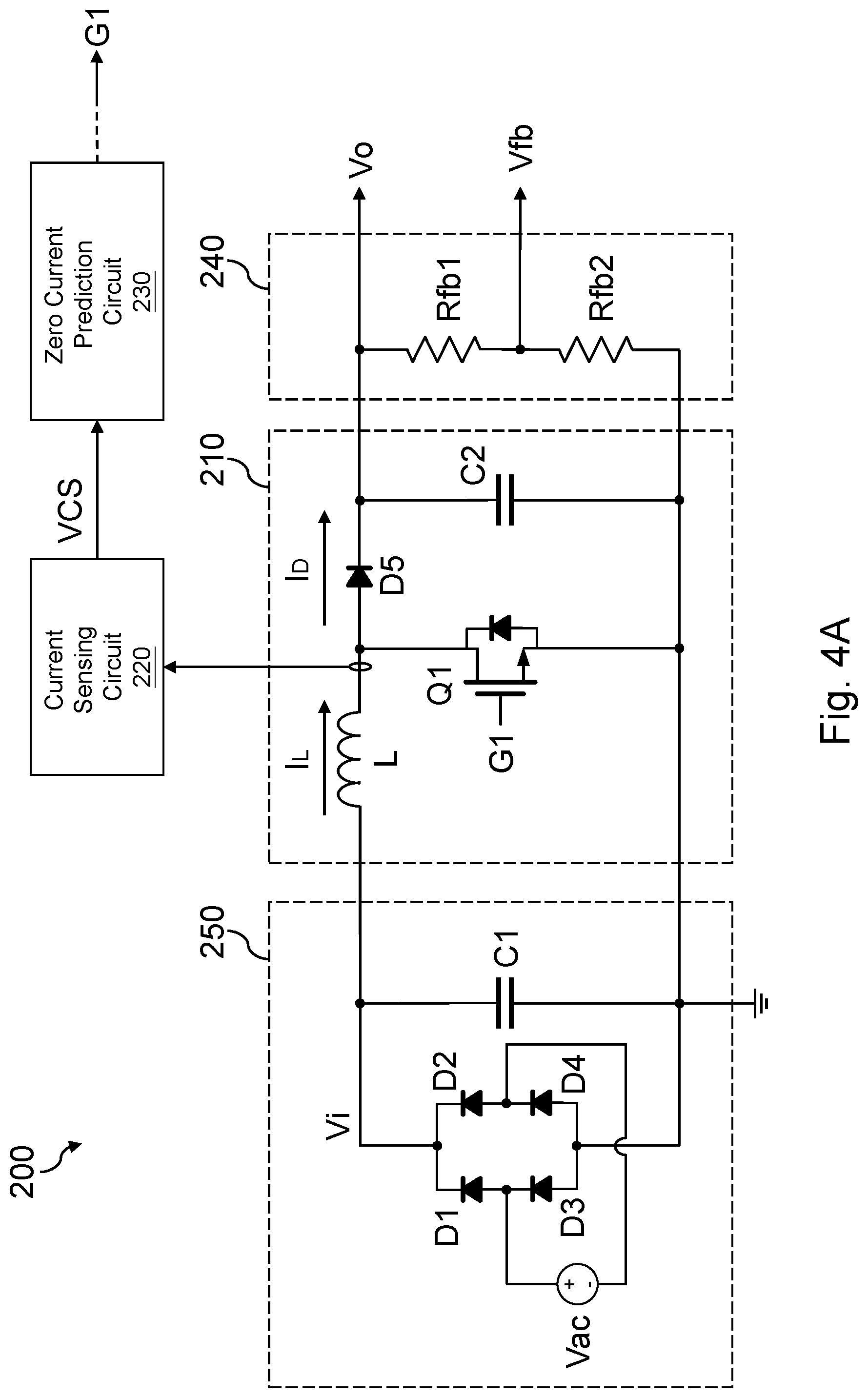 Patent US12107492 Figure 4 – Power factor correction converter, controller and zero current prediction circuit thereof