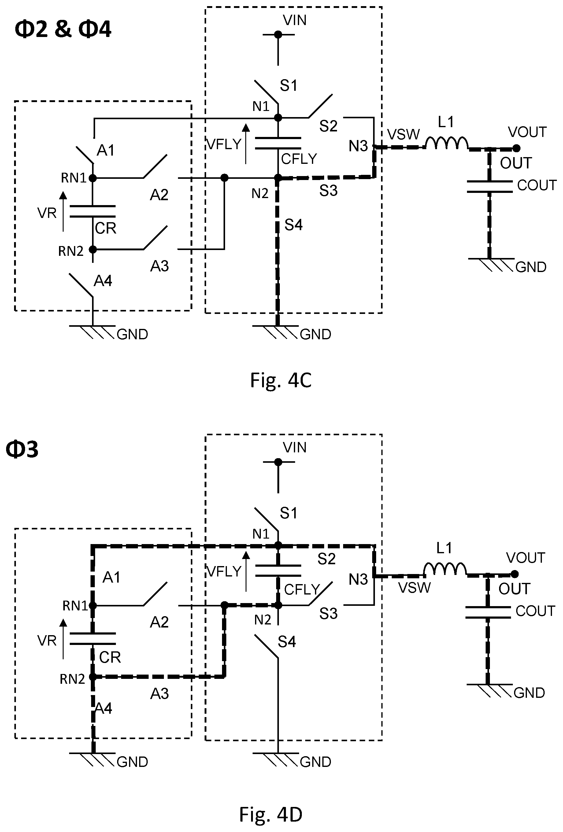 Patent US12107494 Figure 4 – DC-DC converter with reservoir circuitry
