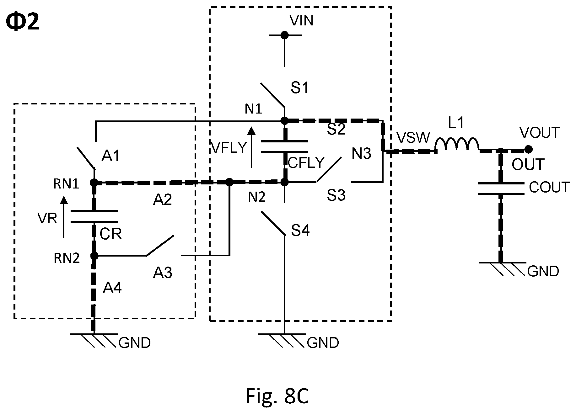 Patent US12107494 Figure 12 – DC-DC converter with reservoir circuitry