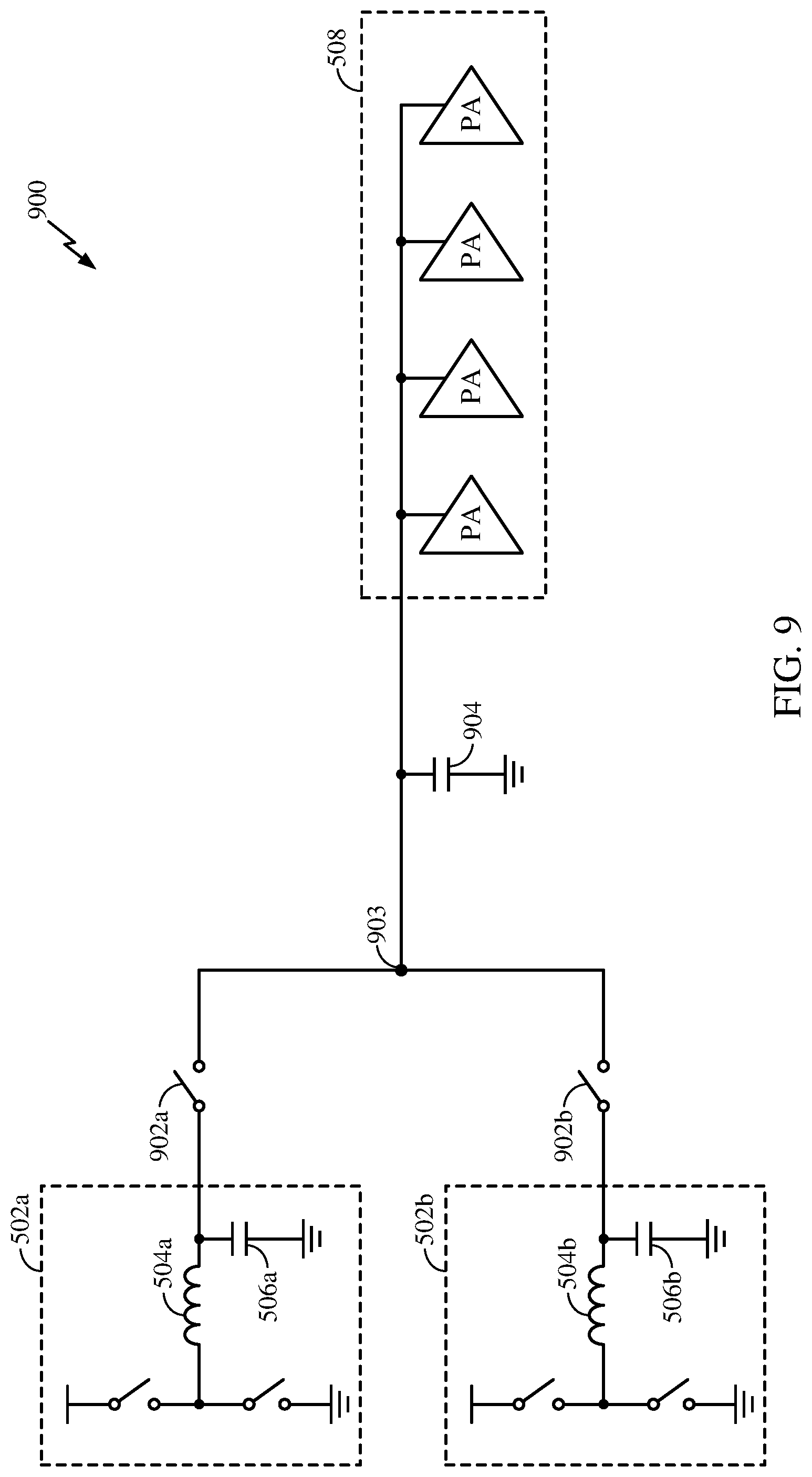 Patent US12107497 Figure 9 – Methods and apparatuses for voltage regulation using predictively charged precharge rails