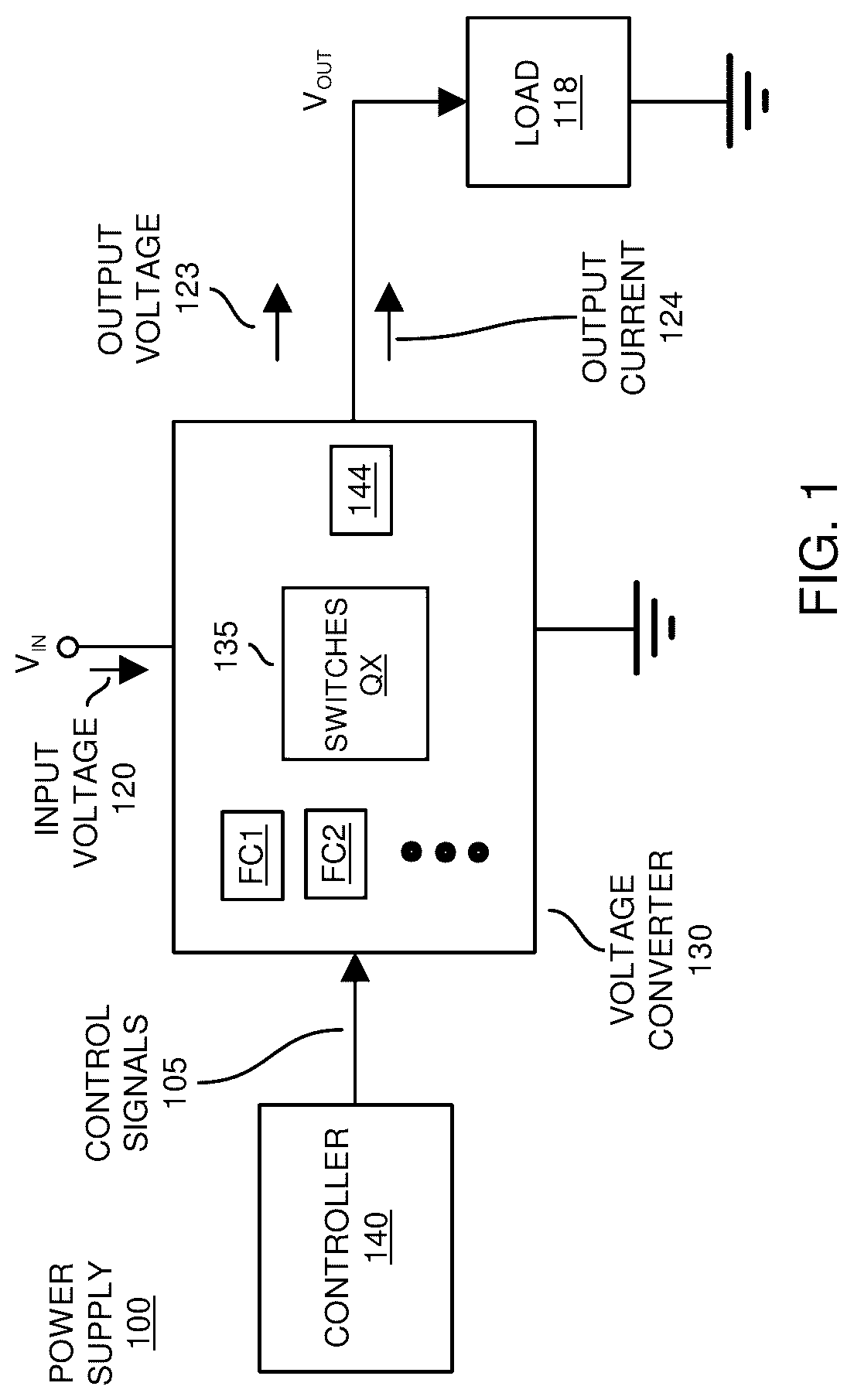 Patent US12107498 Figure 1 – Power conversion and flying capacitor implementations