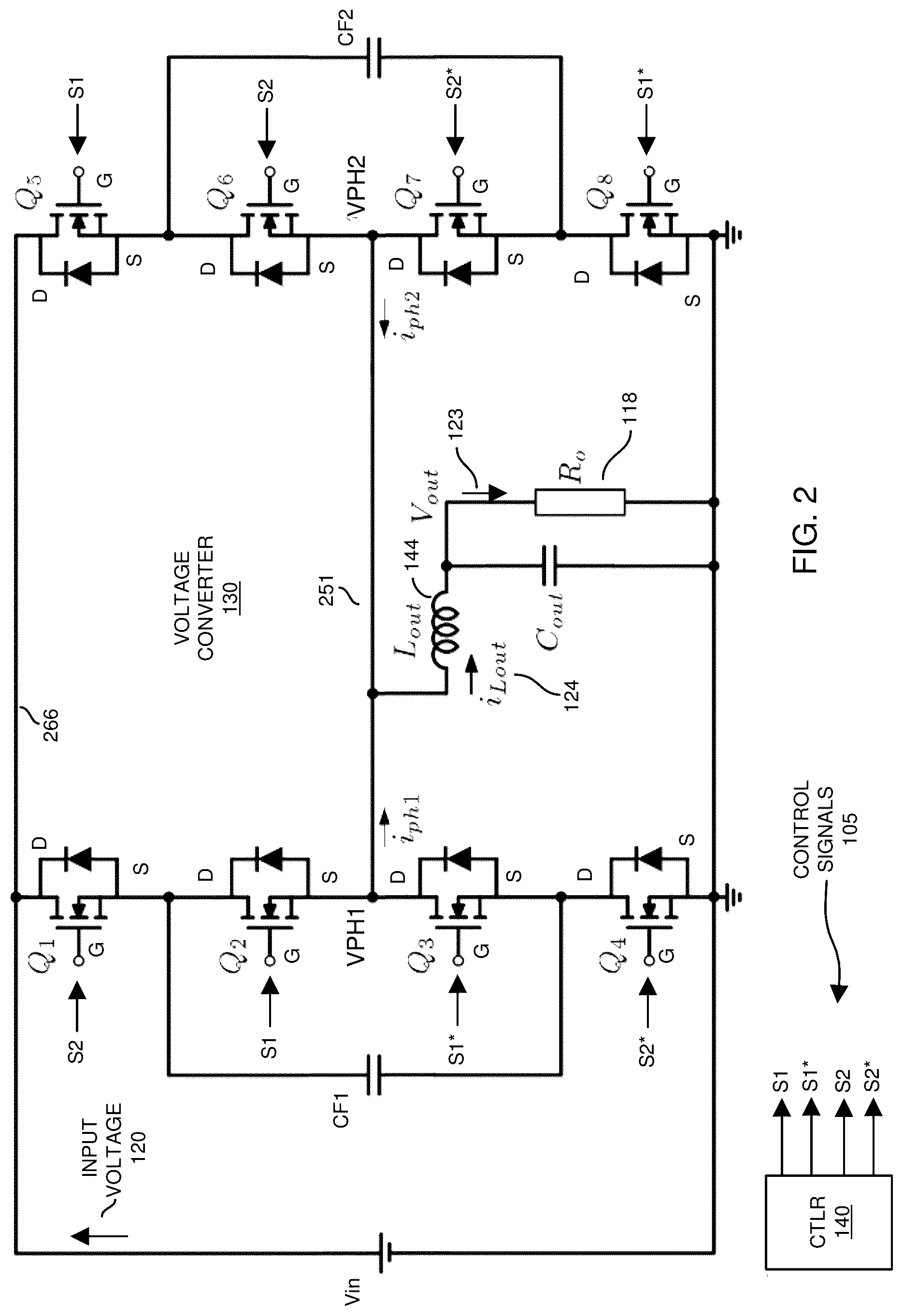 Patent US12107498 Figure 2 – Power conversion and flying capacitor implementations