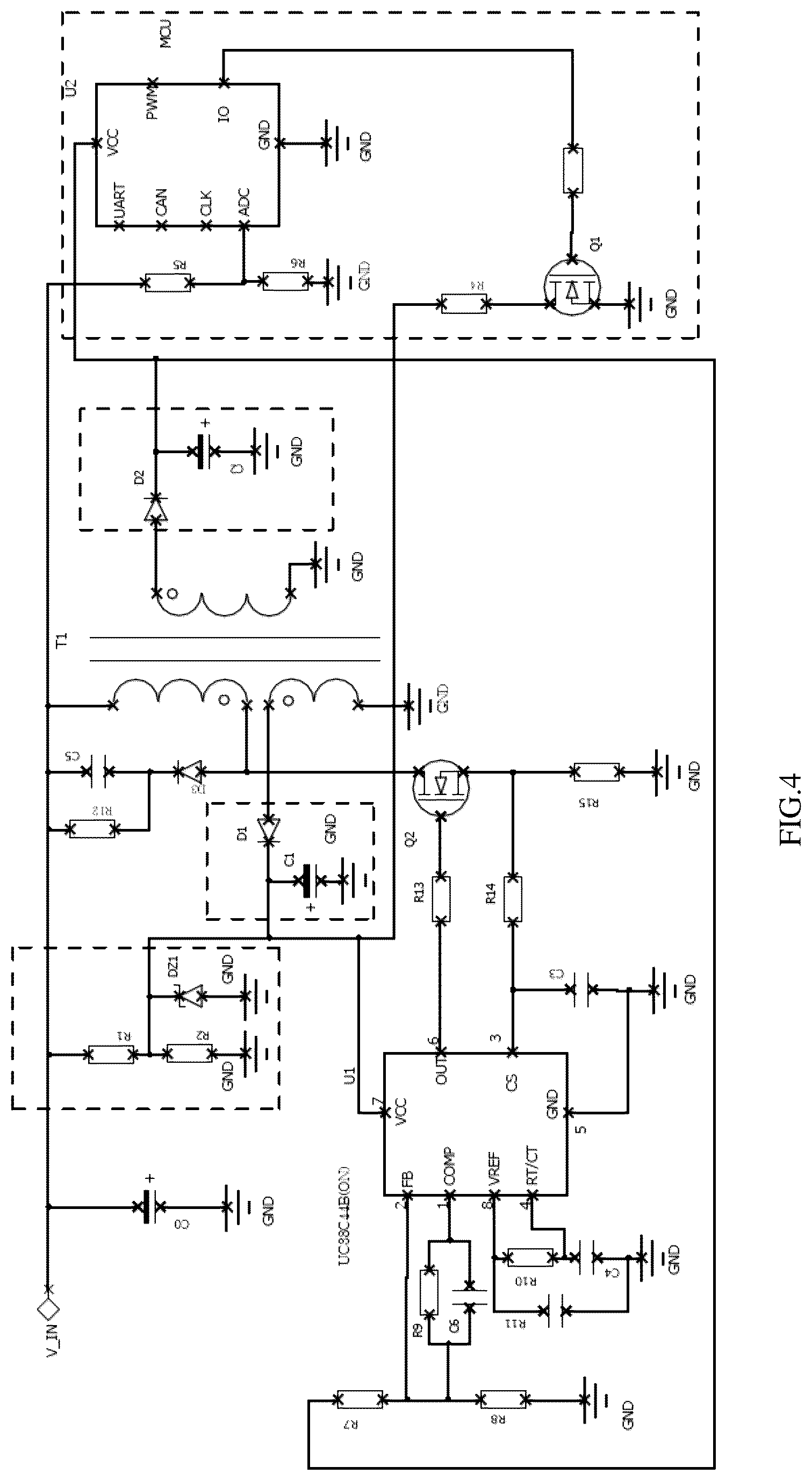 Patent US12107505 Figure 3 – Auxiliary power source circuit having ultra-low standby power consumption