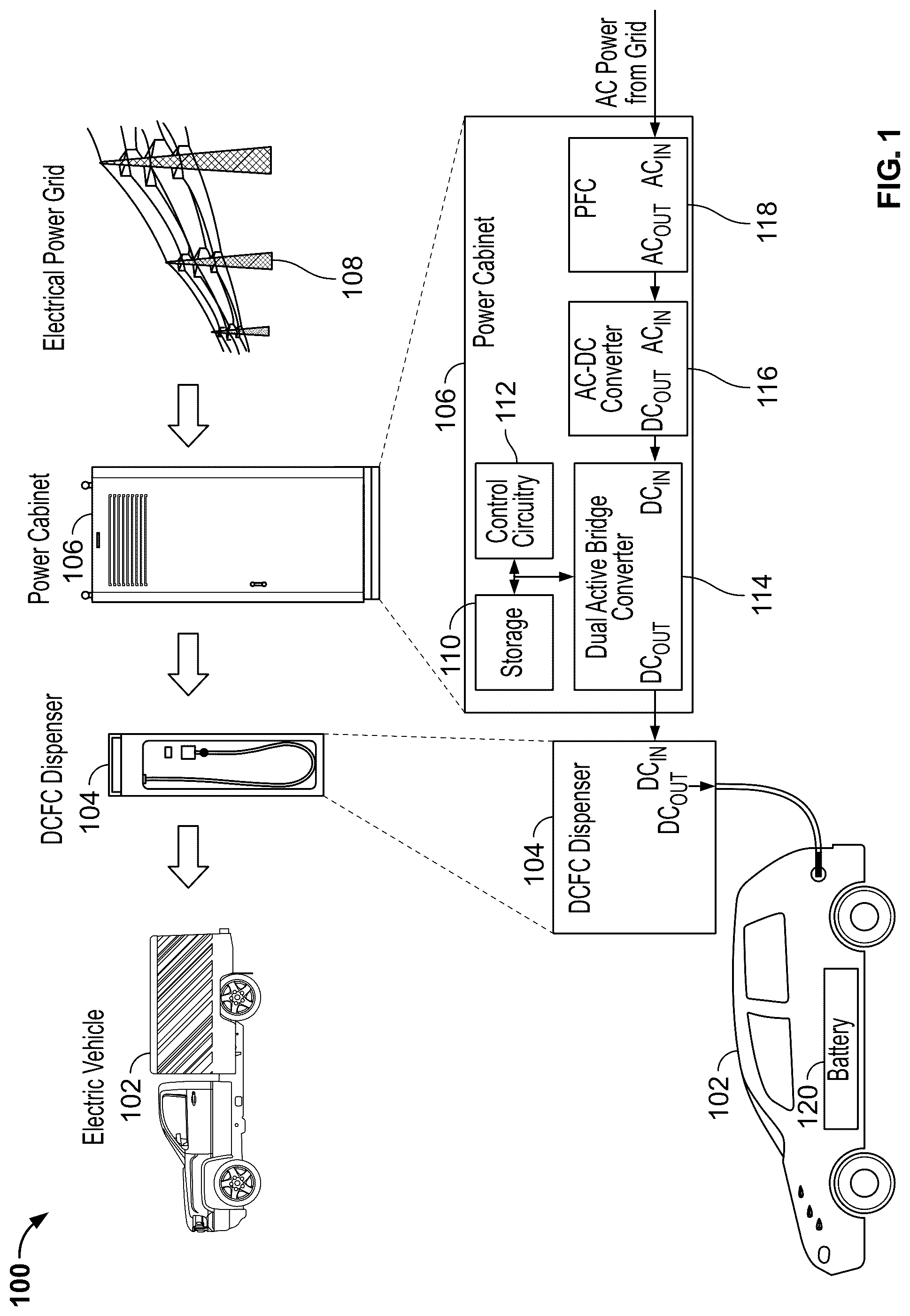Patent US12107507 Figure 1 – Dual active bridge converter control with switching loss distribution