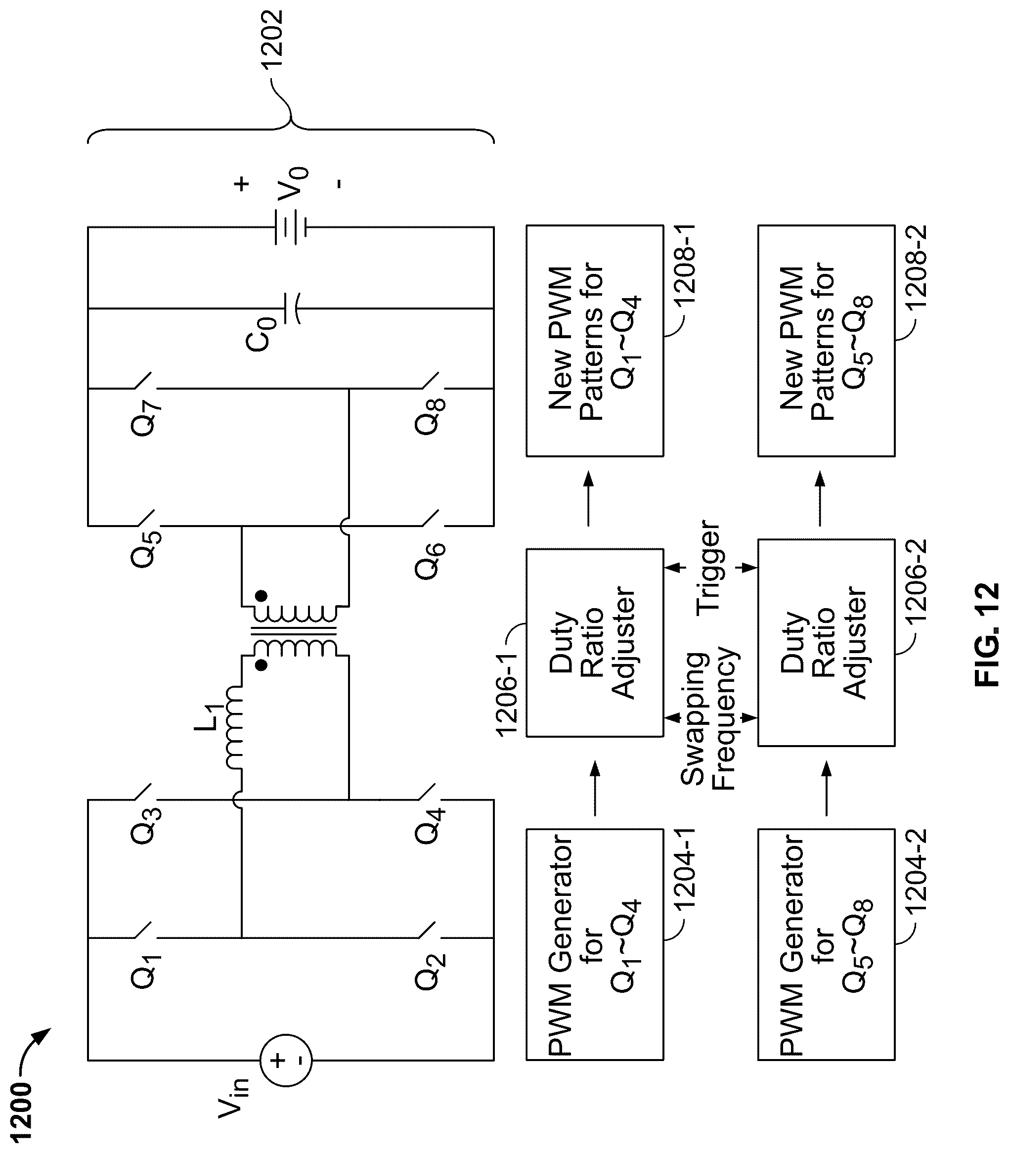 Patent US12107507 Figure 13 – Dual active bridge converter control with switching loss distribution