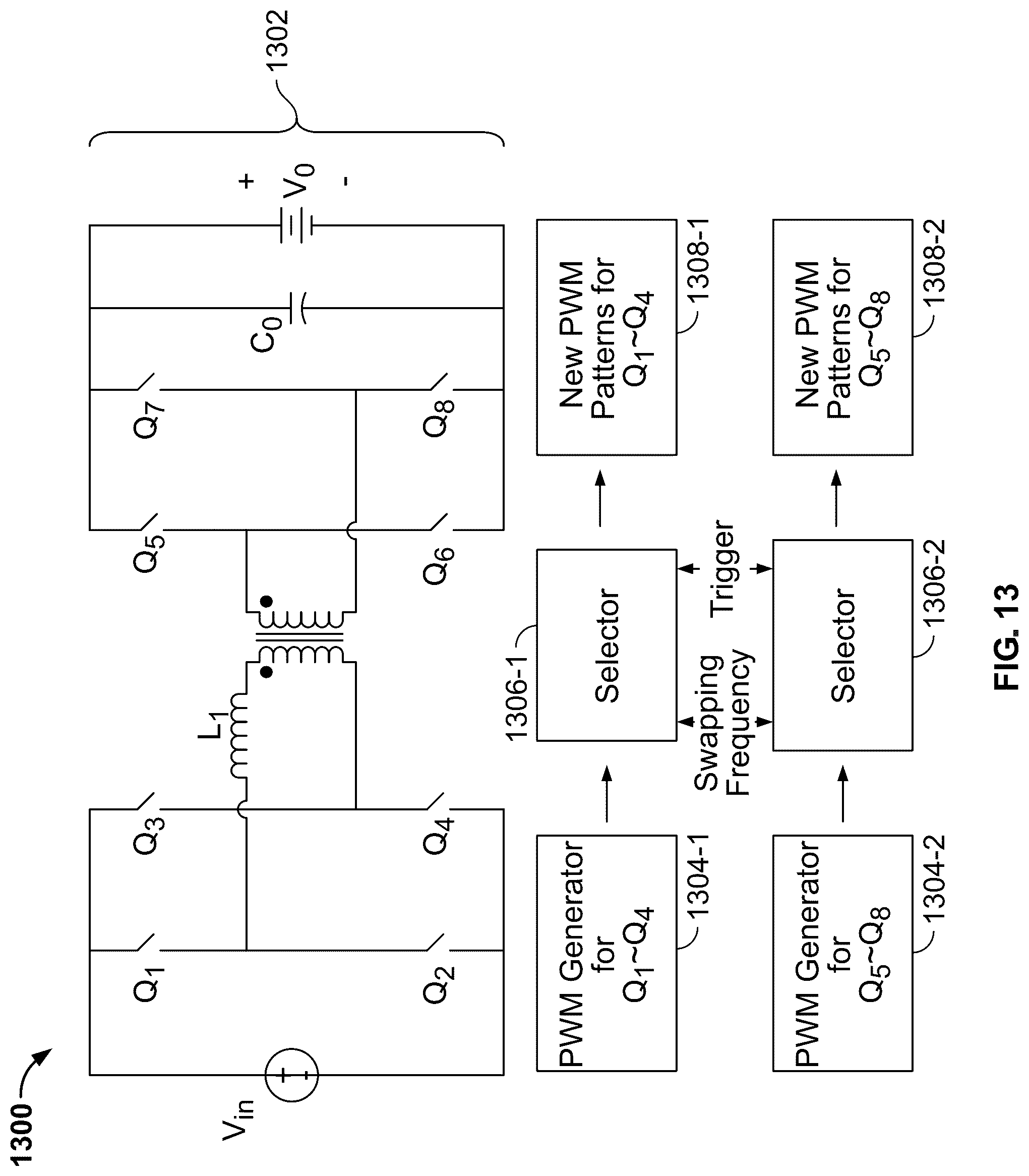 Patent US12107507 Figure 14 – Dual active bridge converter control with switching loss distribution