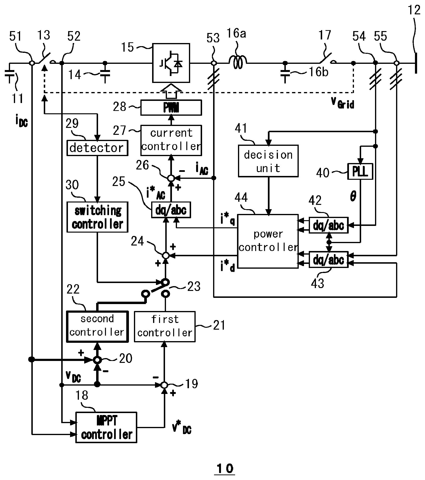 Patent US12107512 Figure 1 – Power conversion device converting DC power supply into AC power
