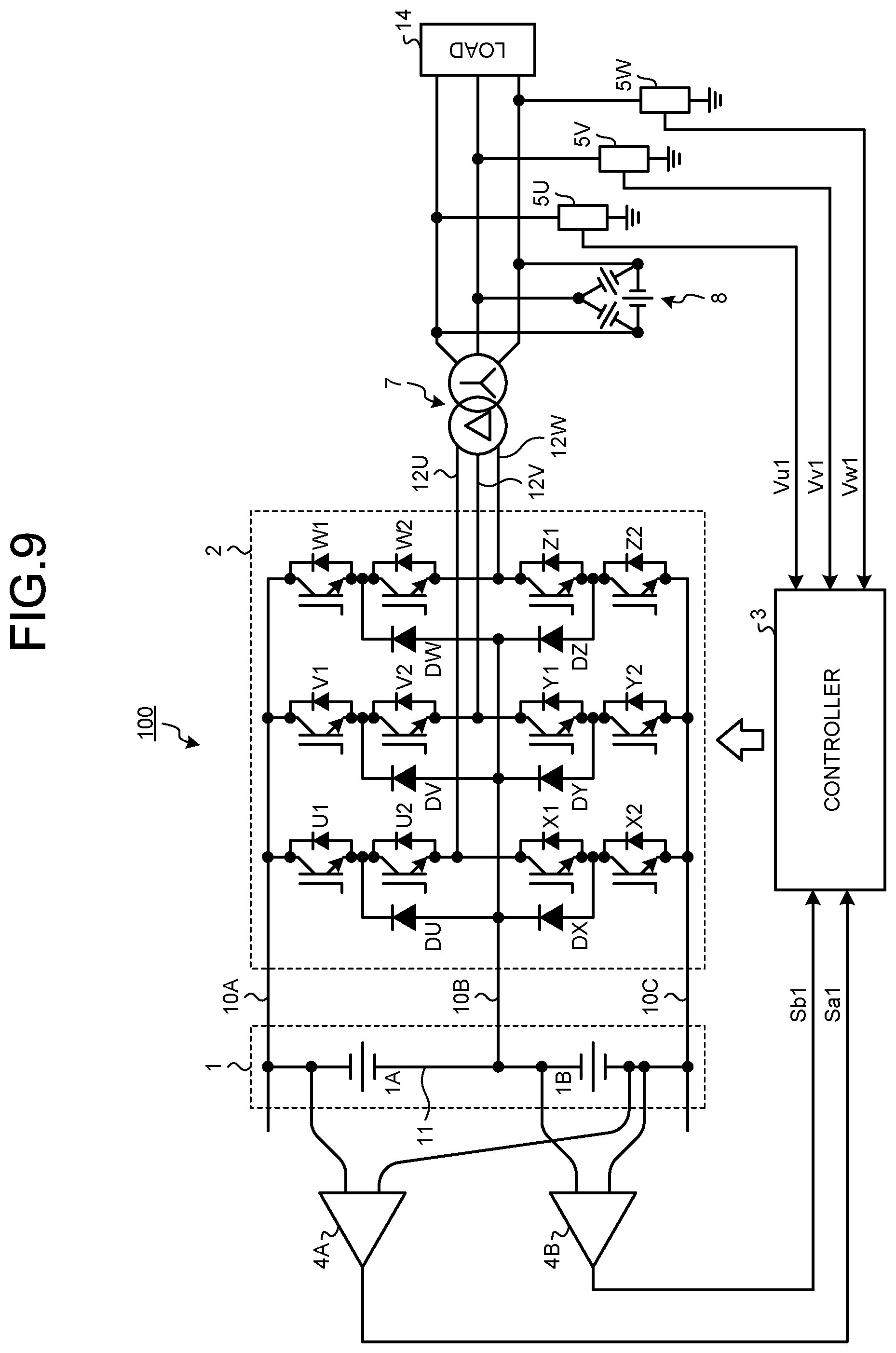 Patent US12107513 Figure 7 – Three-level power converter and method of controlling intermediate potential of direct current power supply unit