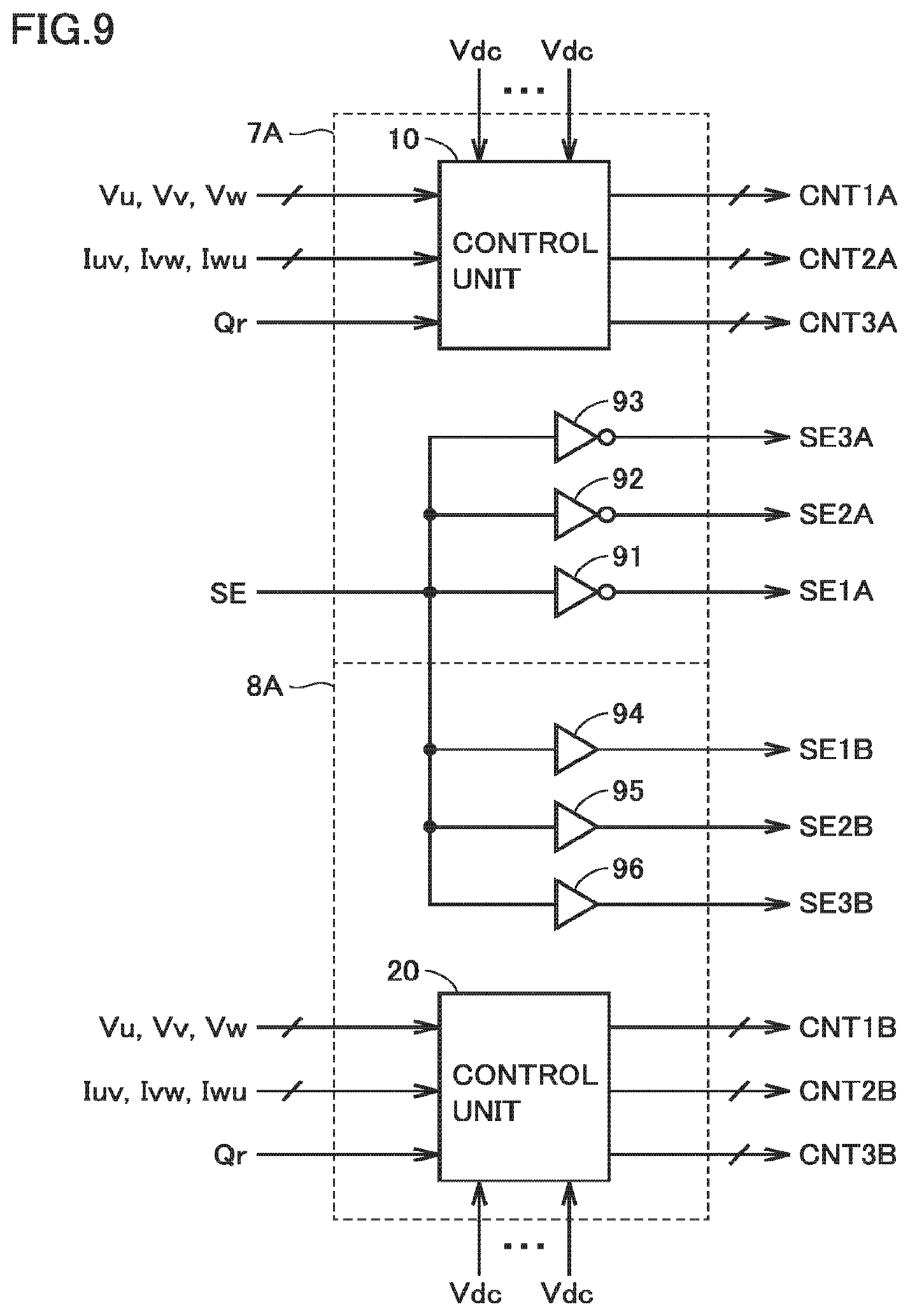 Patent US12107514 Figure 9 – Power conversion device with control signal gate selection circuit