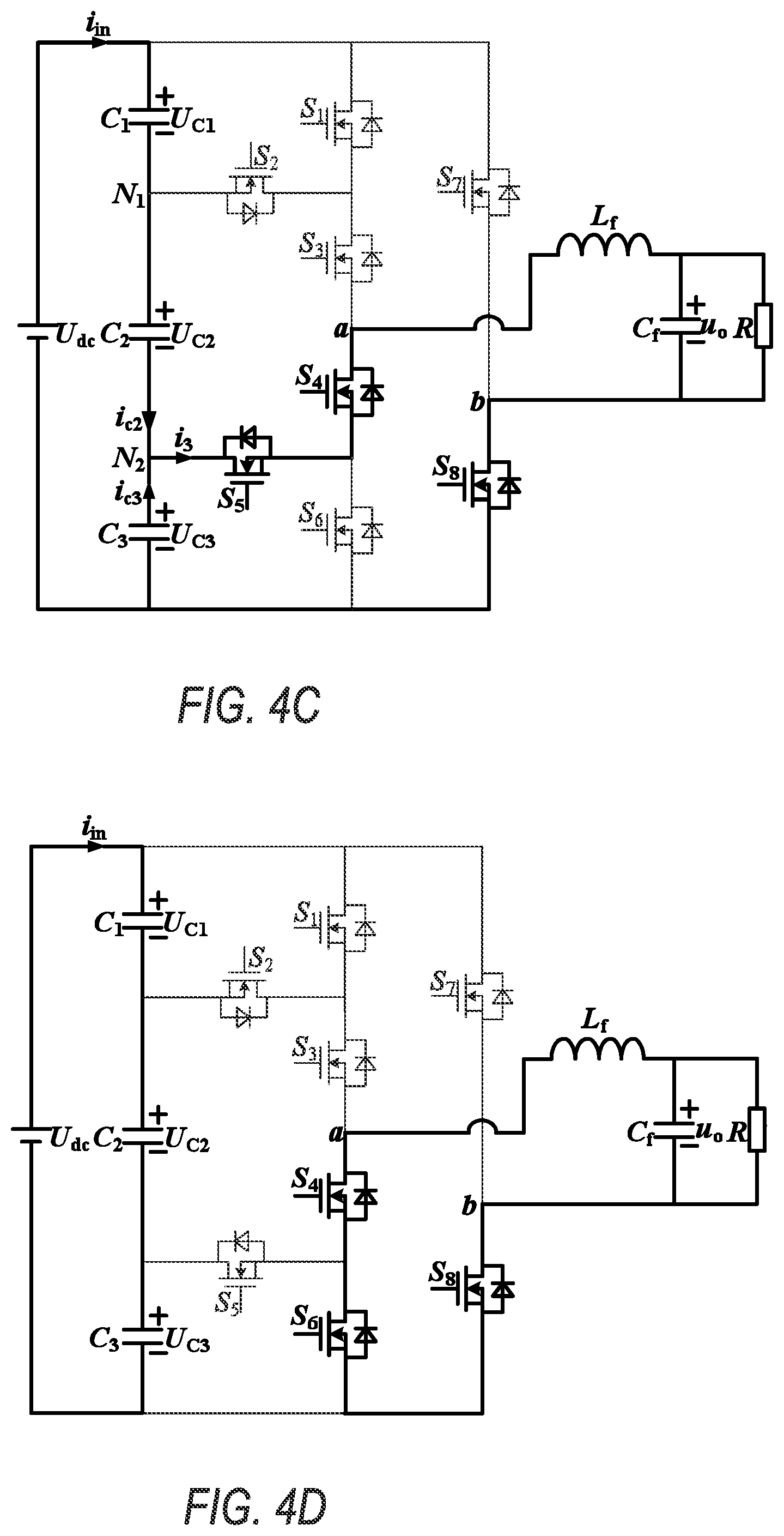 Patent US12107515 Figure 4 – Single-phase seven-level inverter