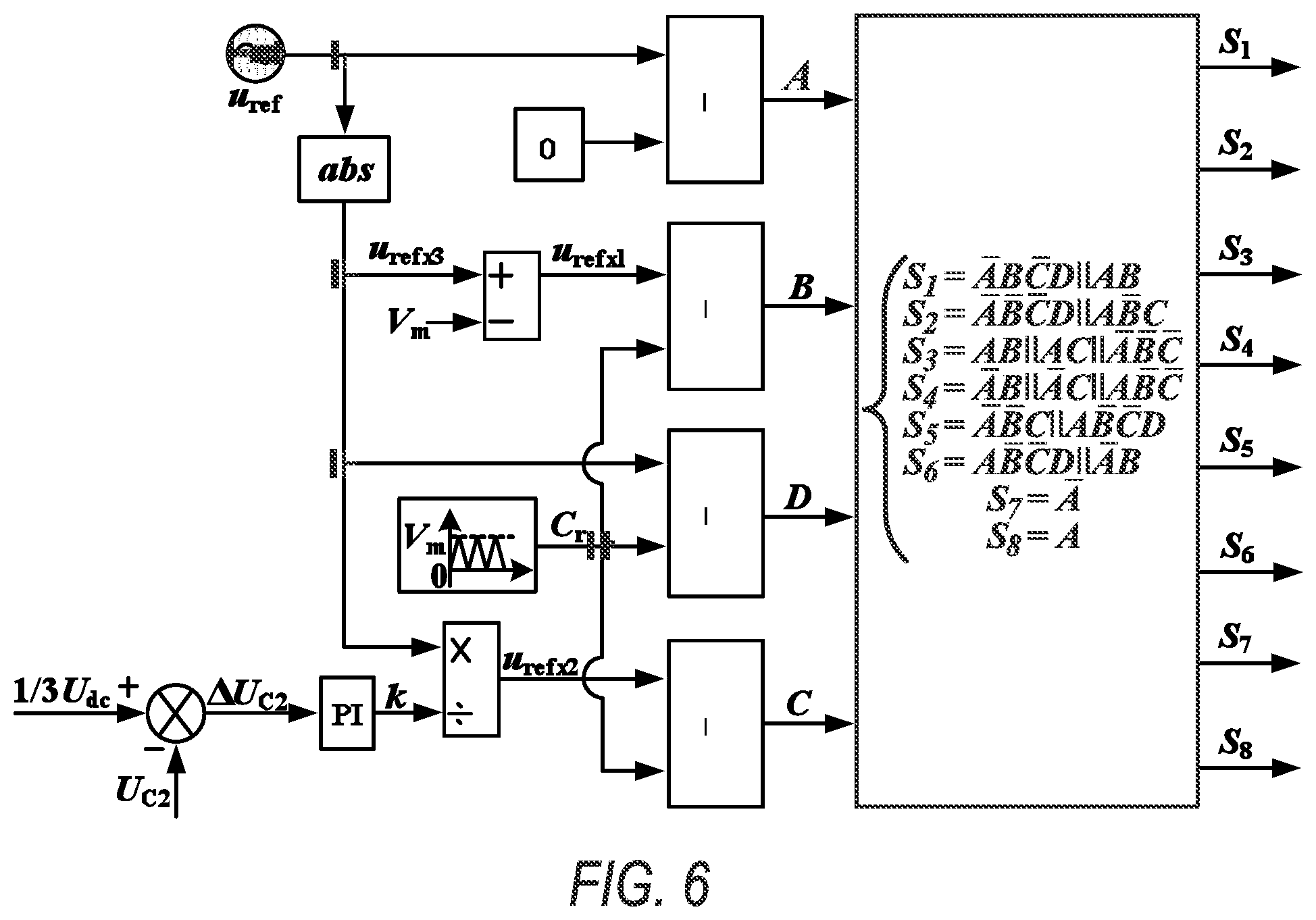 Patent US12107515 Figure 9 – Single-phase seven-level inverter