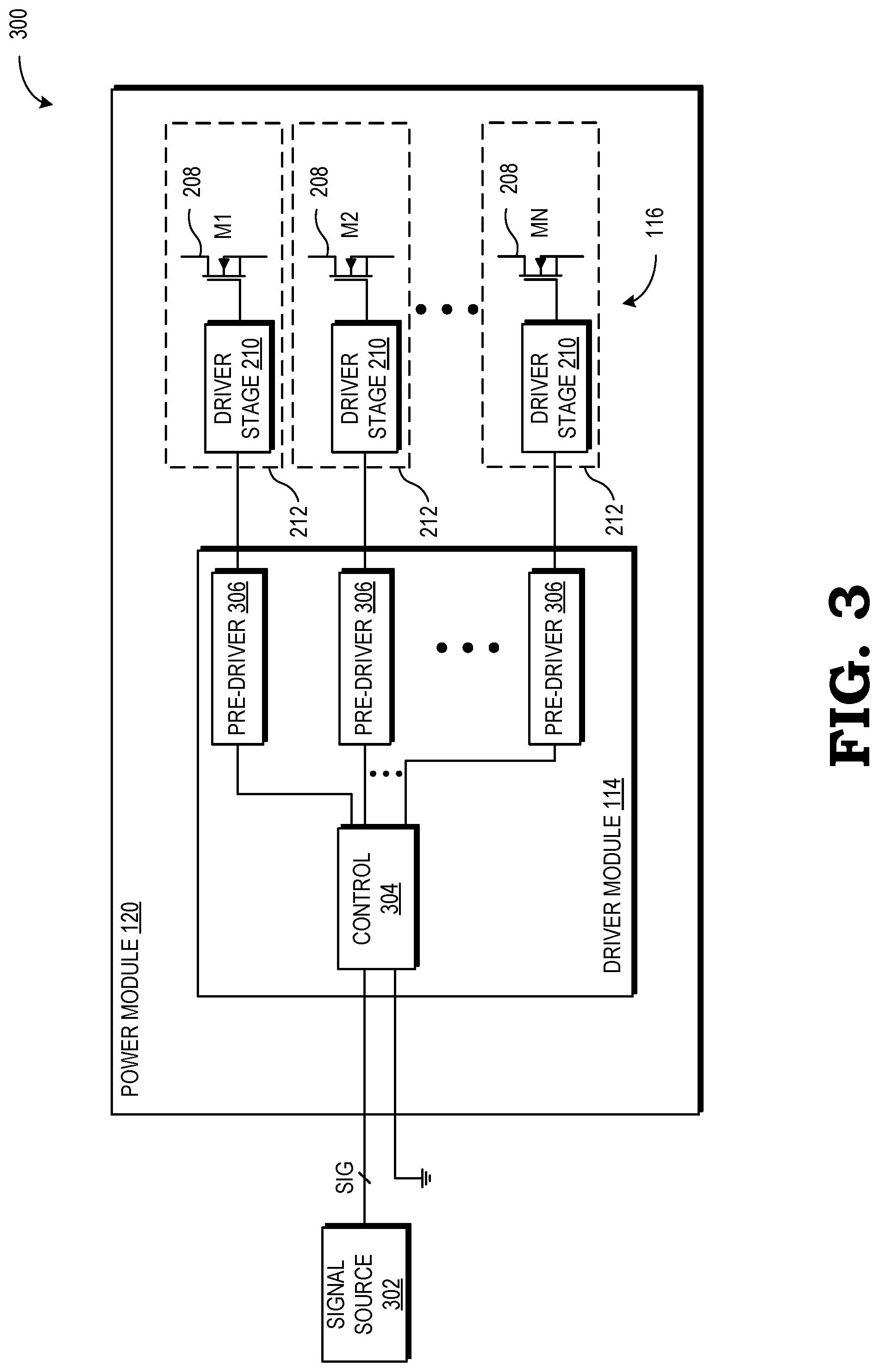 Patent US12107525 Figure 3 – Power module with segmented output driver