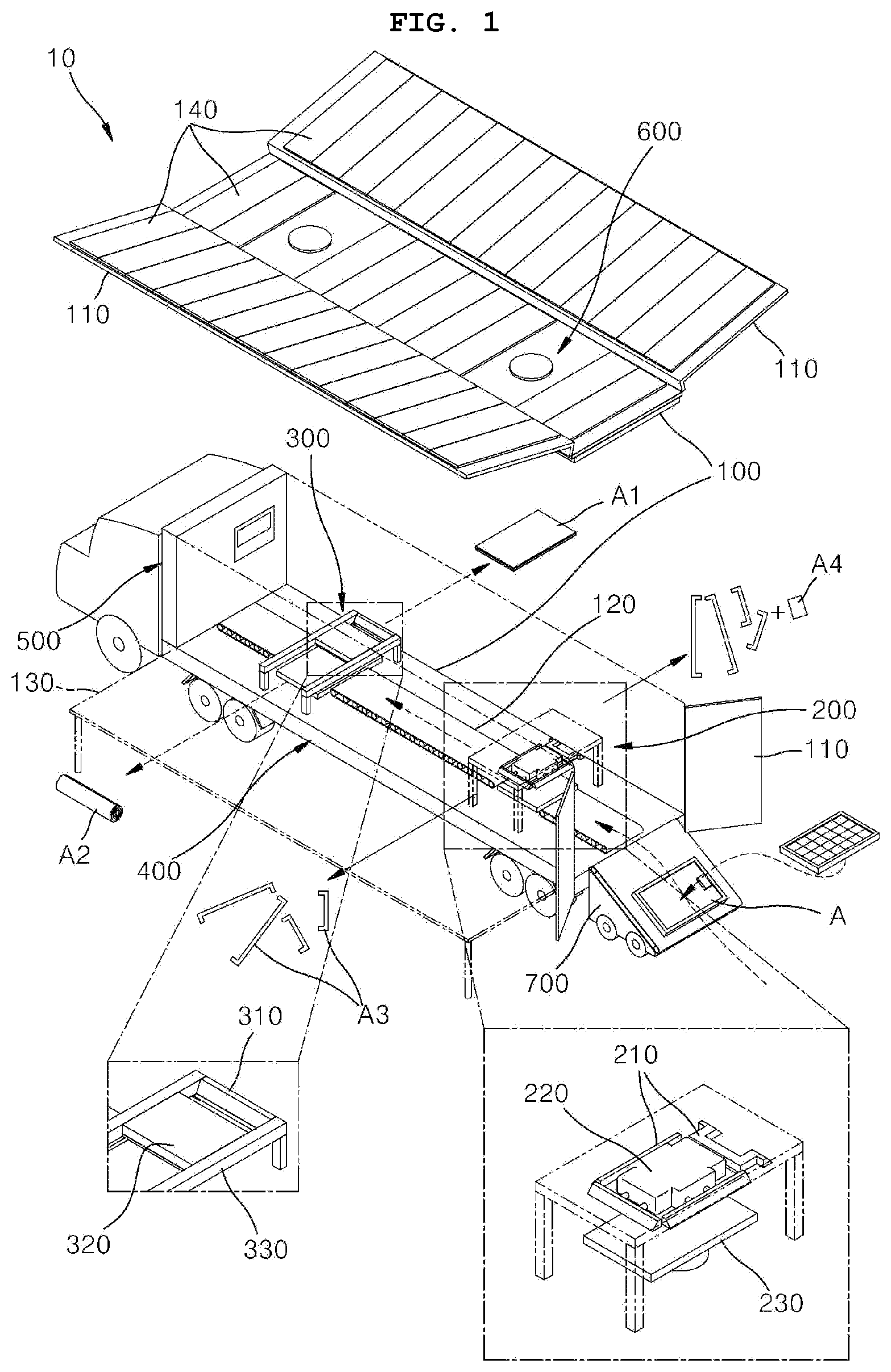 Patent US12107529 — Movable solar module disassembling apparatus and movable solar module disassembling system comprising thereof — Figure 1
