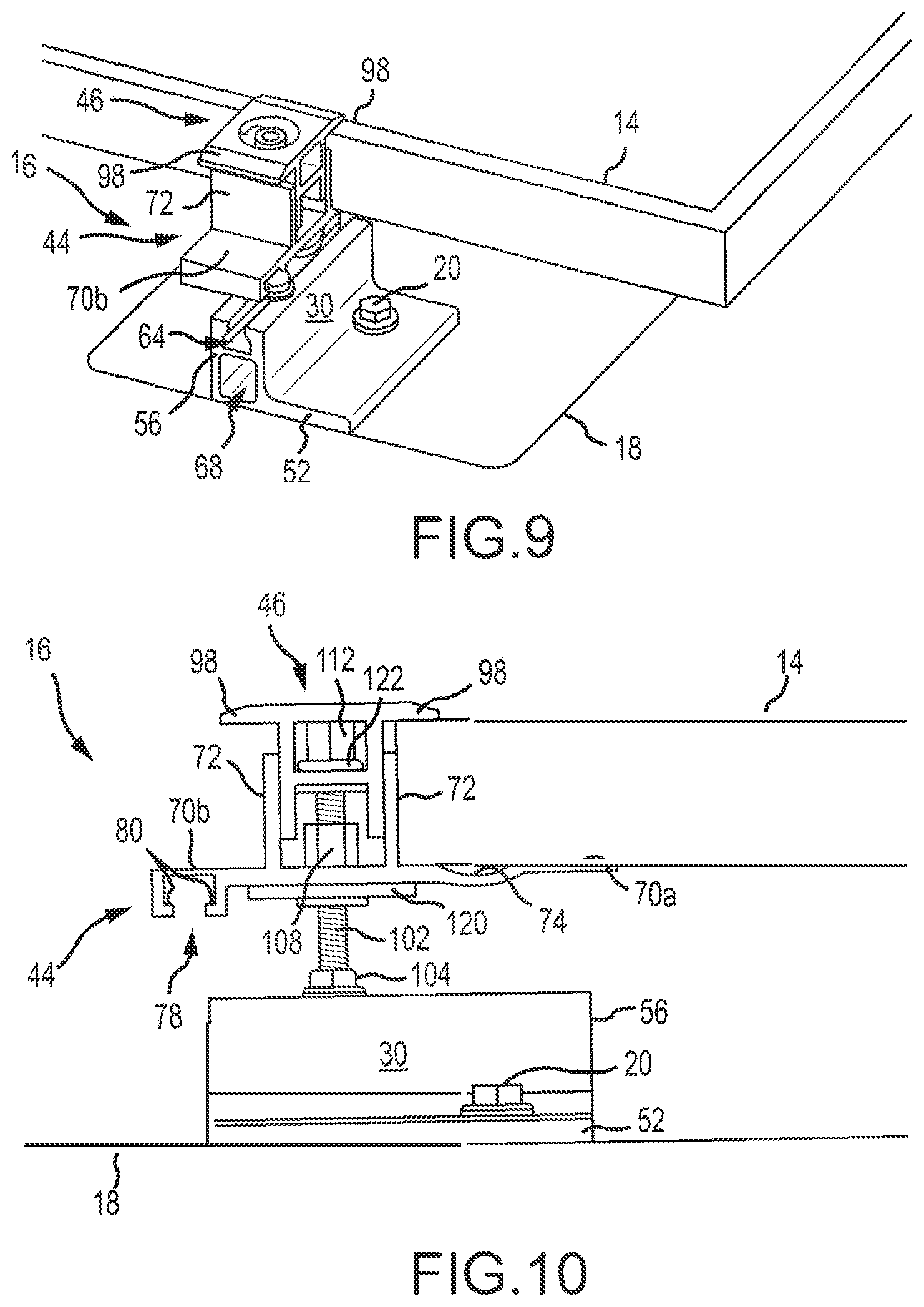 Patent US12107530 Figure 6 – Height adjustment bracket for roof applications