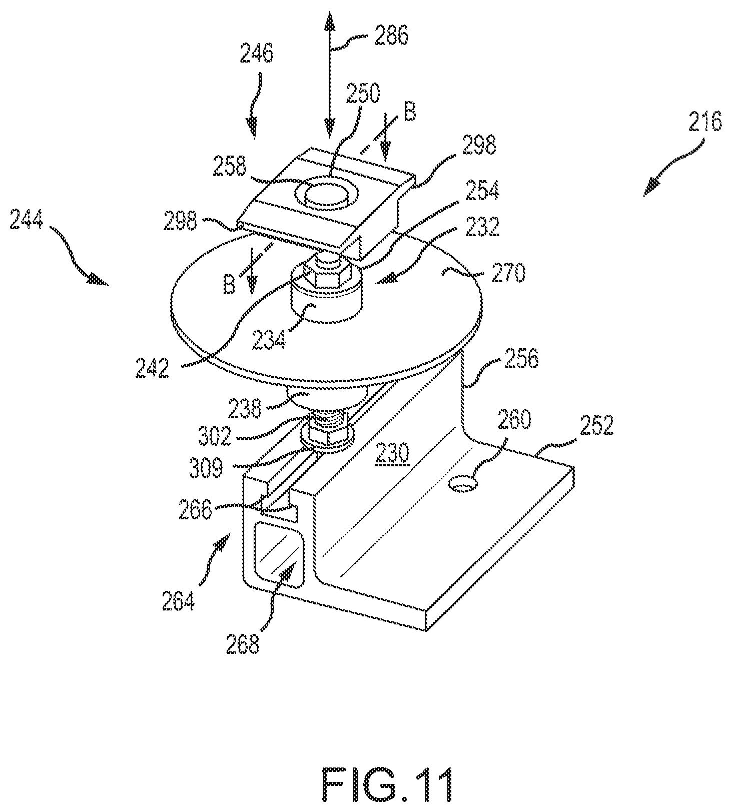 Patent US12107530 Figure 7 – Height adjustment bracket for roof applications
