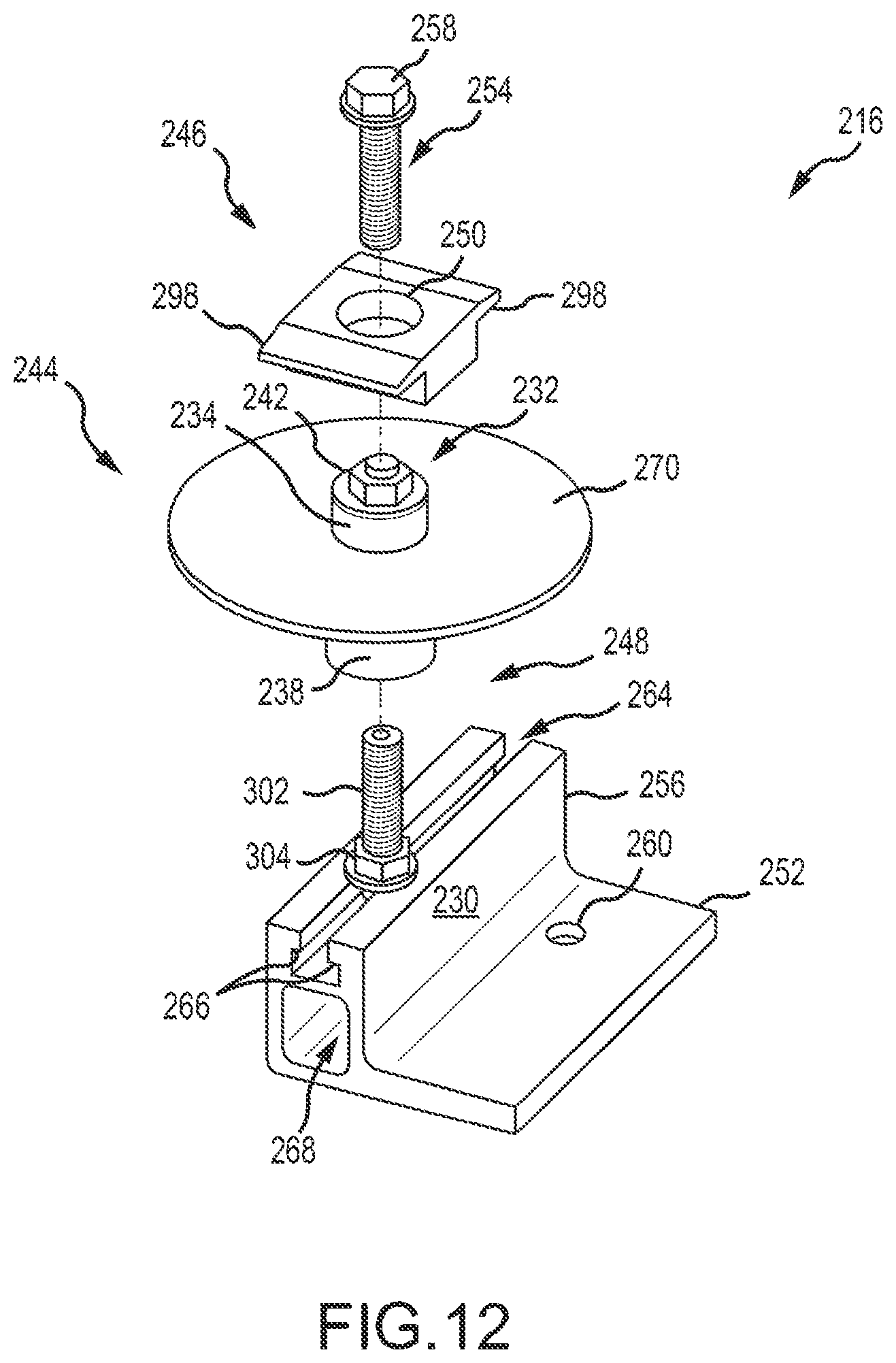 Patent US12107530 Figure 8 – Height adjustment bracket for roof applications