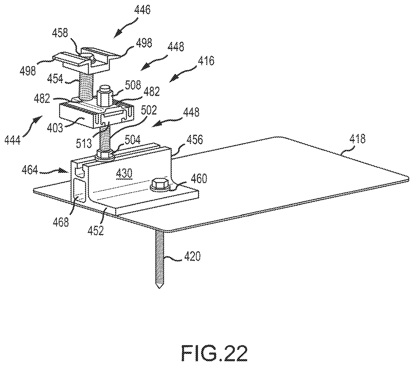 Patent US12107530 Figure 15 – Height adjustment bracket for roof applications