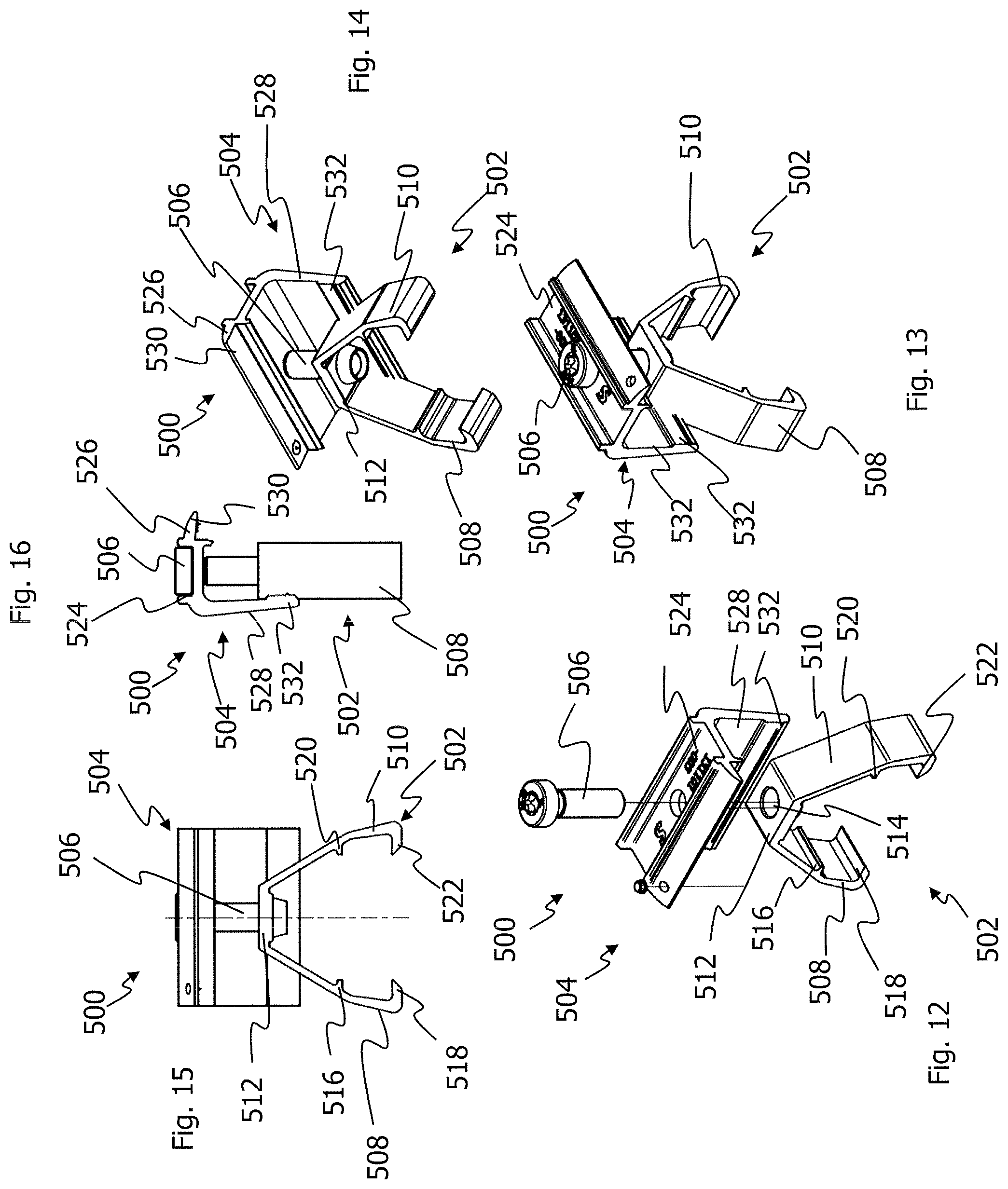 Patent US12107531 Figure 5 – Longitudinal profile and module clamp for a mounting system for solar modules, and a mounting system of such a type