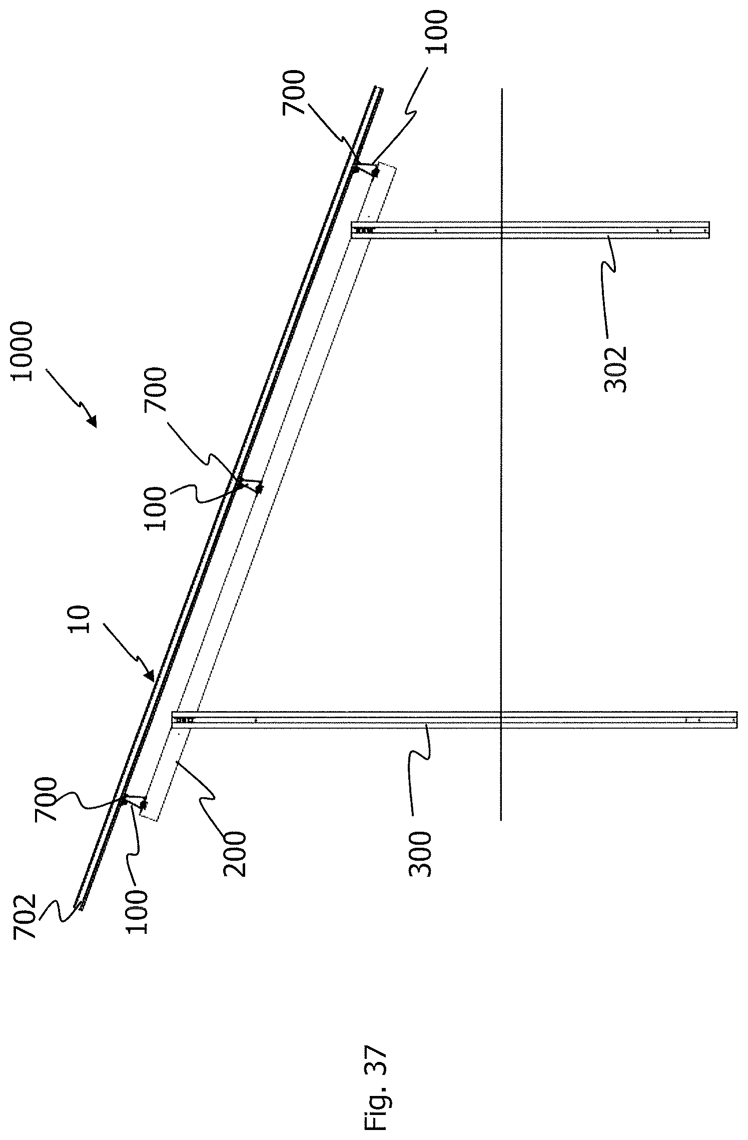 Patent US12107531 Figure 17 – Longitudinal profile and module clamp for a mounting system for solar modules, and a mounting system of such a type