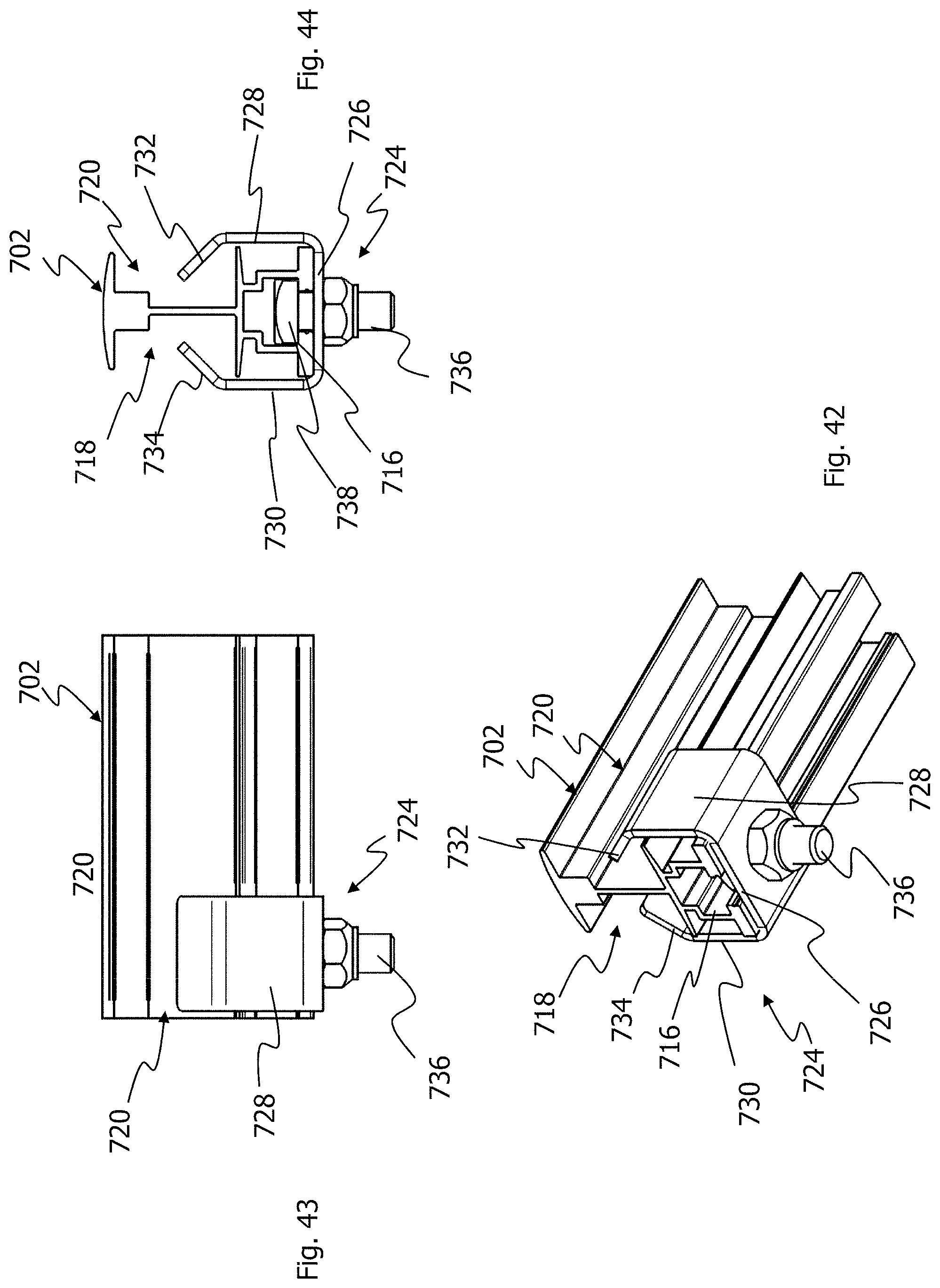 Patent US12107531 Figure 20 – Longitudinal profile and module clamp for a mounting system for solar modules, and a mounting system of such a type