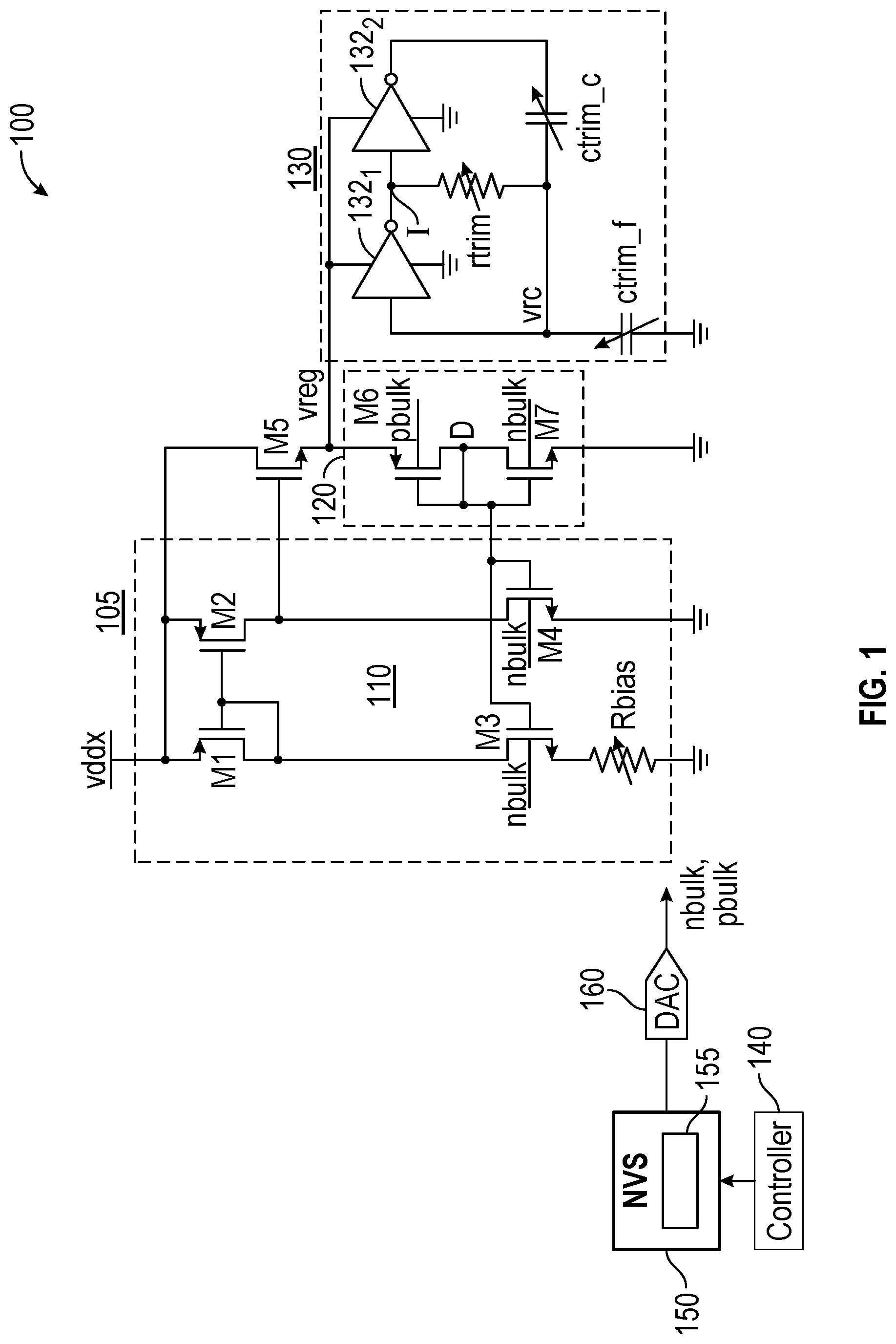 Patent US12107545 Figure 1 – Providing temperature compensation to an RC oscillator