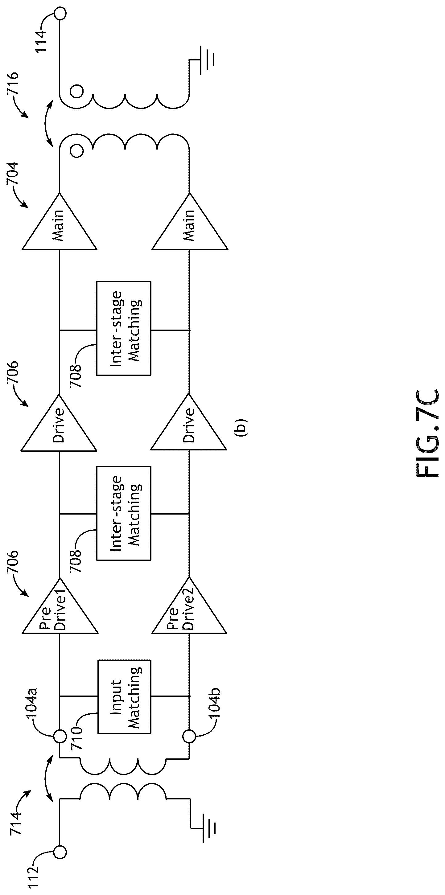 Patent US12107550 Figure 16 – Linearization of differential RF power amplifier by bias control using cross-coupling components