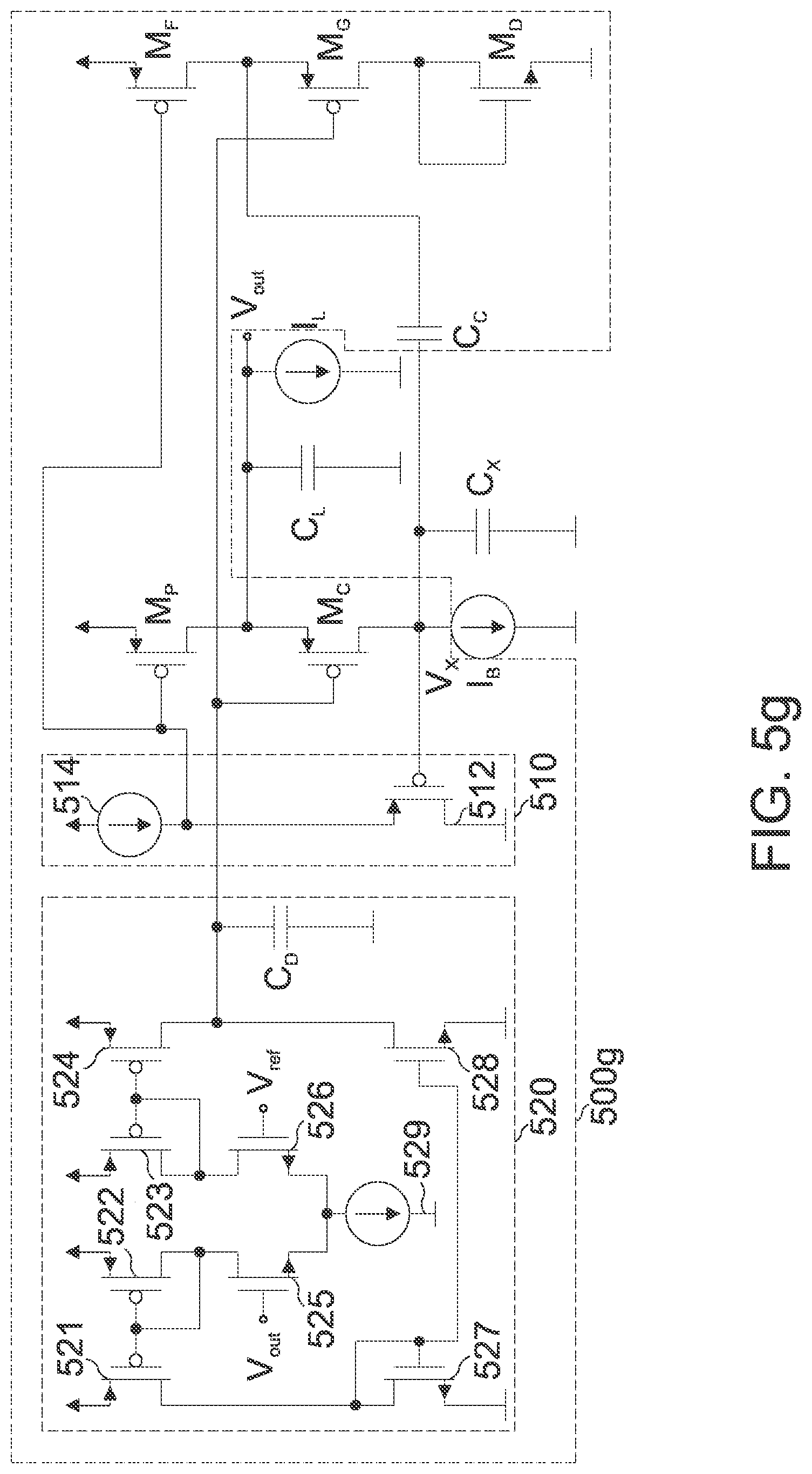 Patent US12107557 Figure 8 – Concept for a buffered flipped voltage follower and for a low dropout voltage regulator