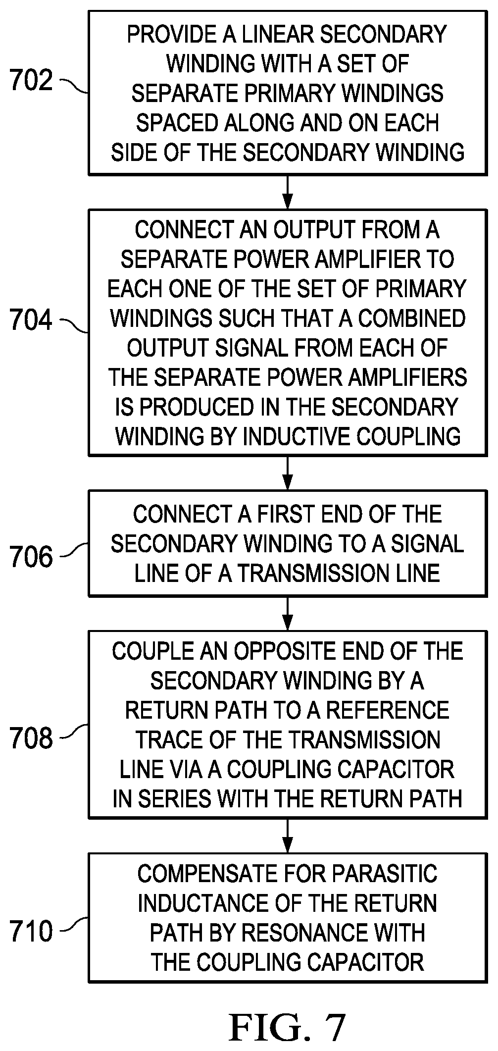 Patent US12107558 Figure 7 – Combining power amplifers at milimeter wave frequencies