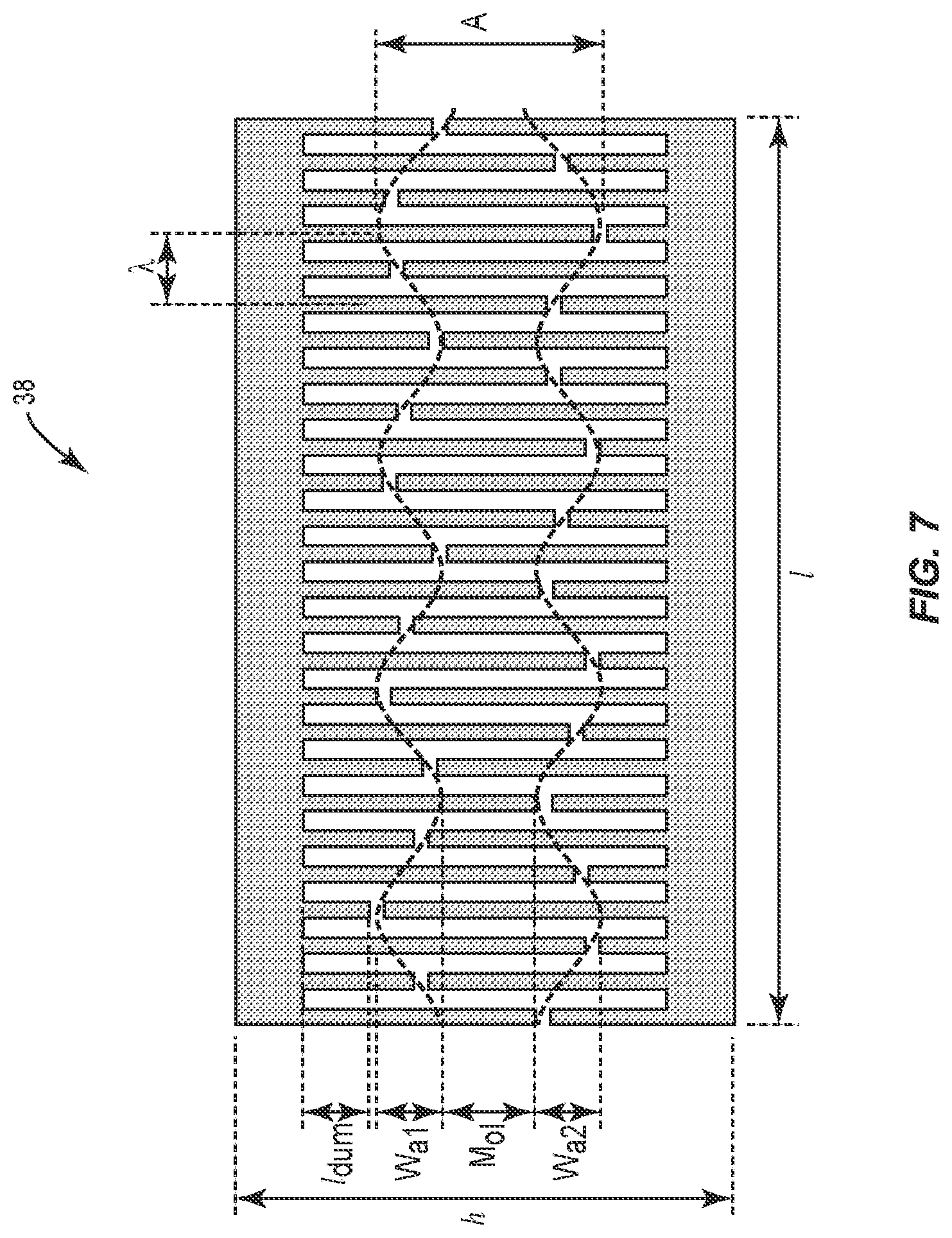 Patent US12107562 Figure 7 – Wave apodization for guided SAW resonators