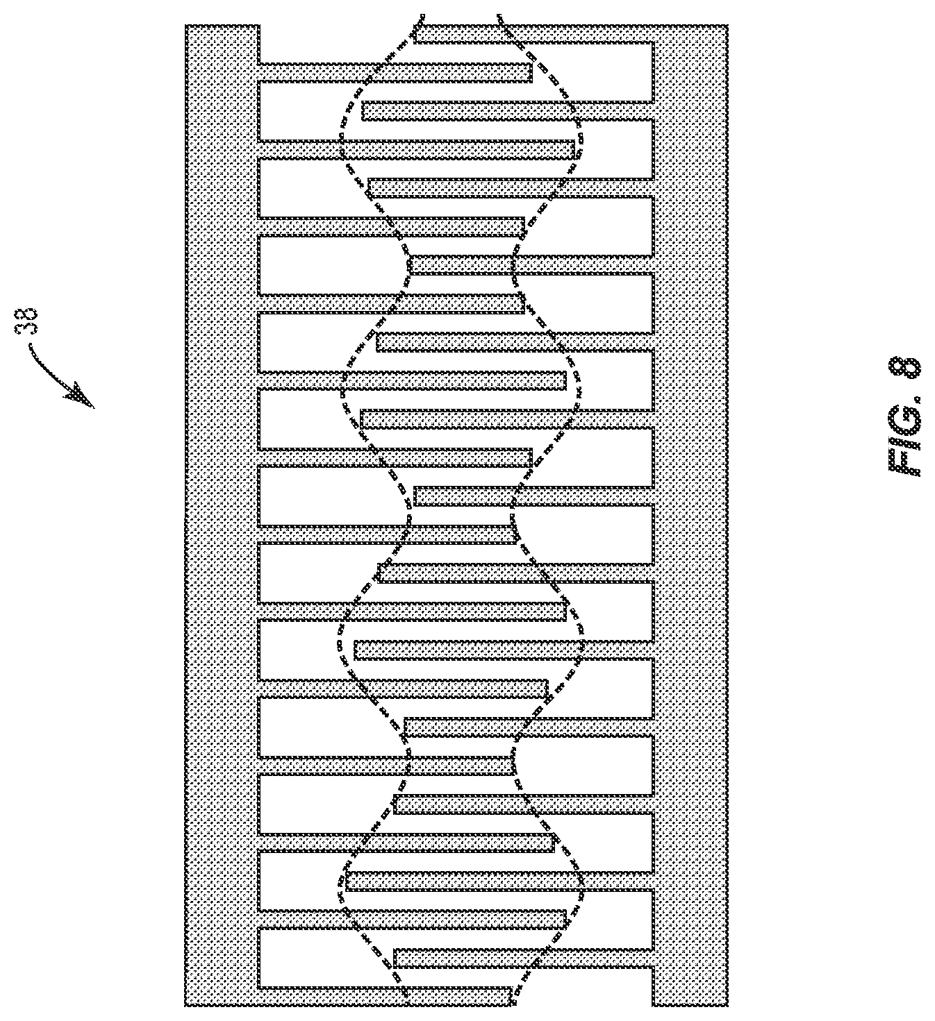Patent US12107562 Figure 8 – Wave apodization for guided SAW resonators