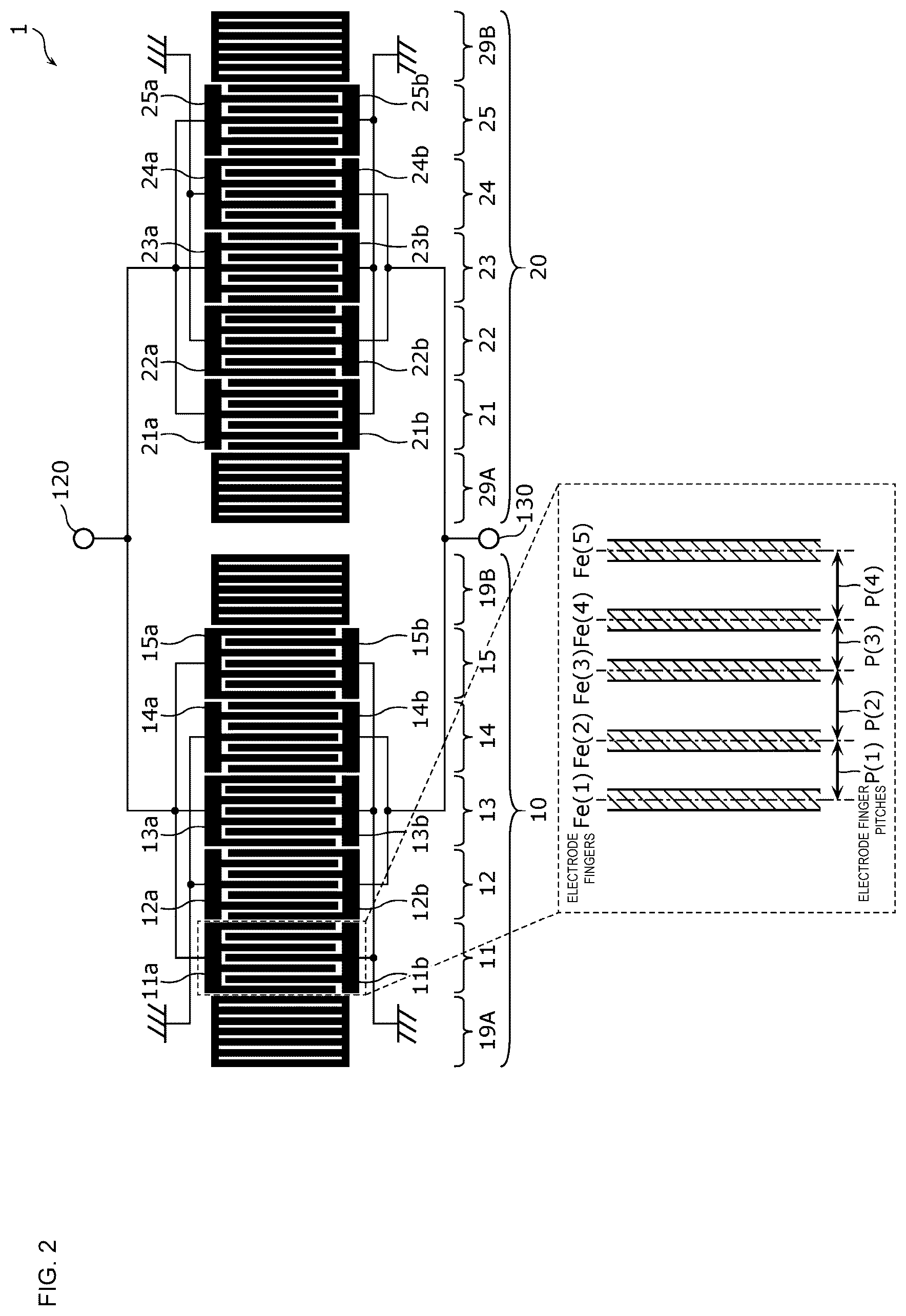 Patent US12107563 Figure 2 – Acoustic wave filter and multiplexer