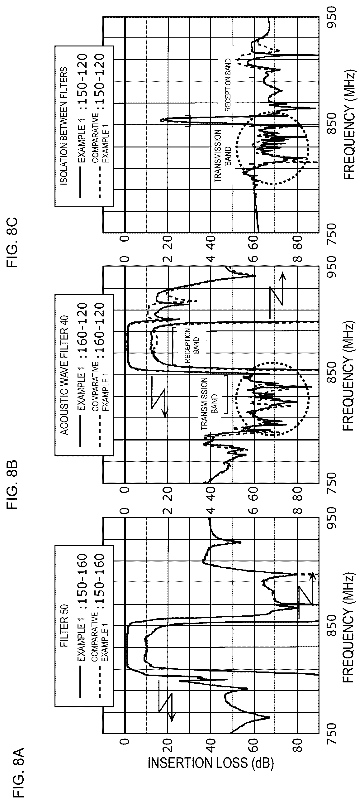 Patent US12107563 Figure 8 – Acoustic wave filter and multiplexer