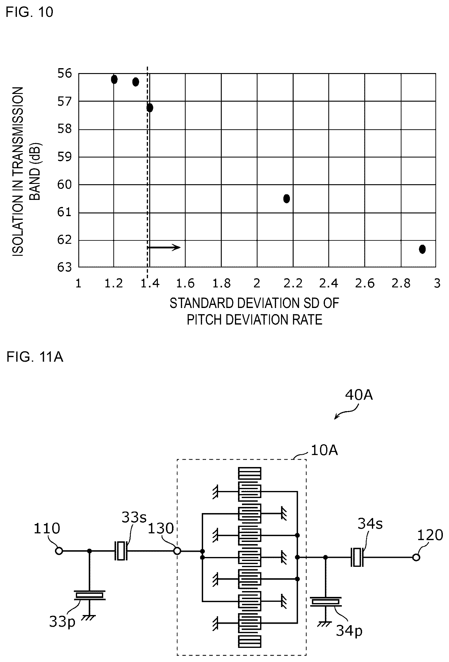 Patent US12107563 Figure 10 – Acoustic wave filter and multiplexer