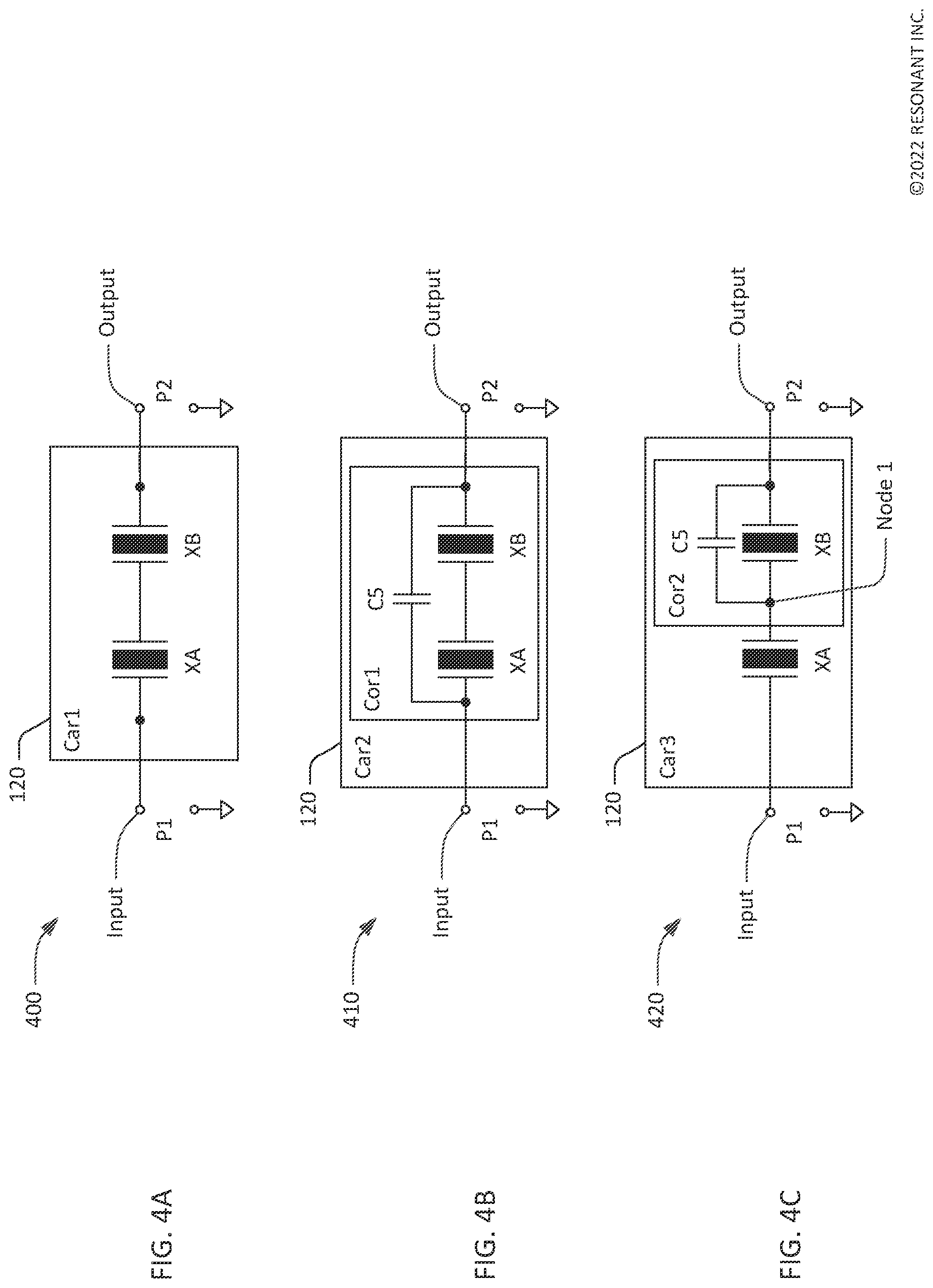Patent US12107568 Figure 6 – Composite transversely-excited film bulk acoustic resonator circuits having a capacitor for improved rejection