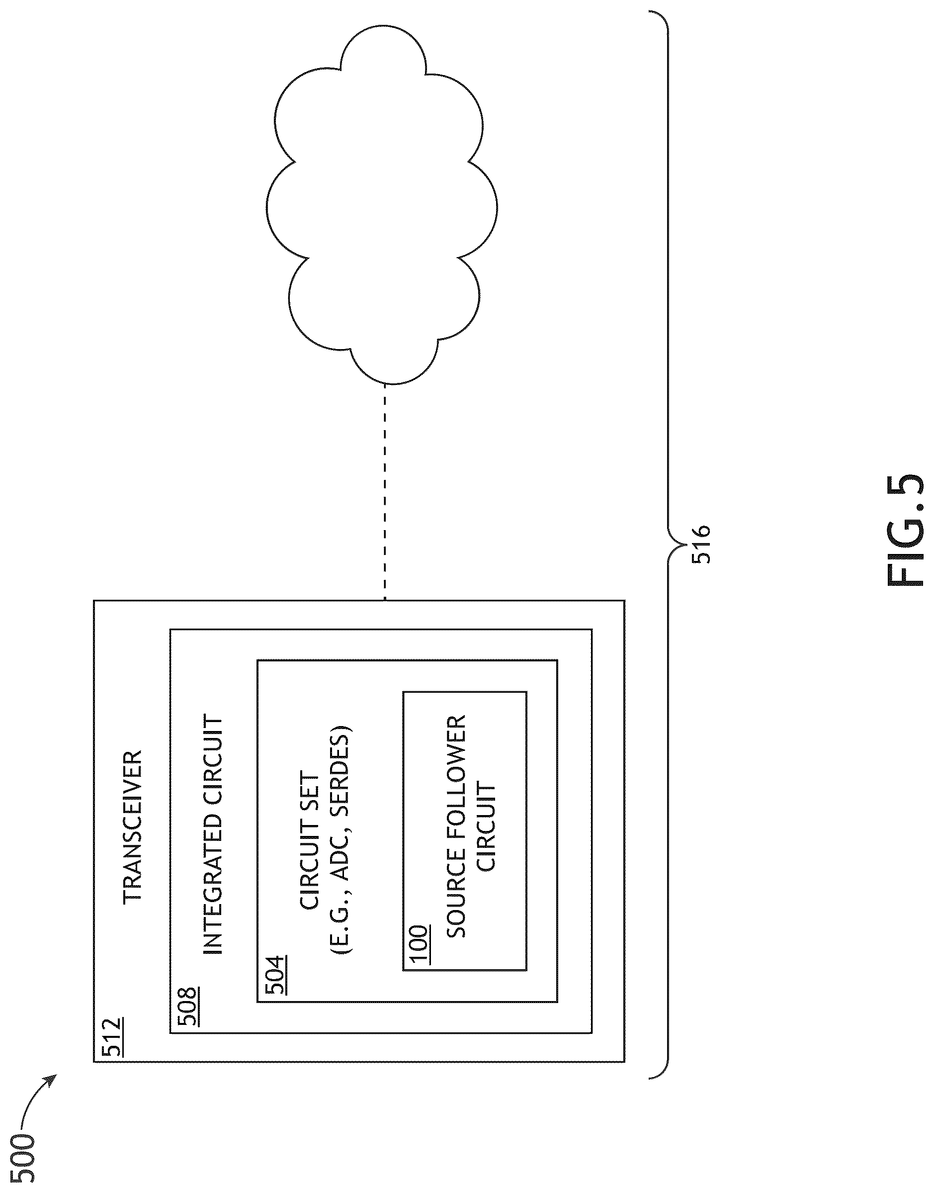 Patent US12107573 Figure 11 – Super source follower with feedback resistor and inductive peaking