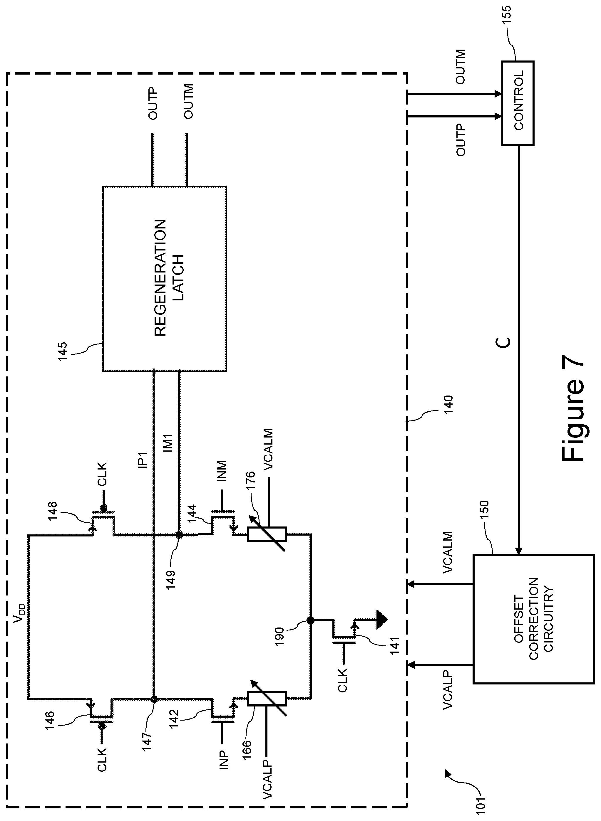 Patent US12107592 Figure 7 – Comparator offset correction