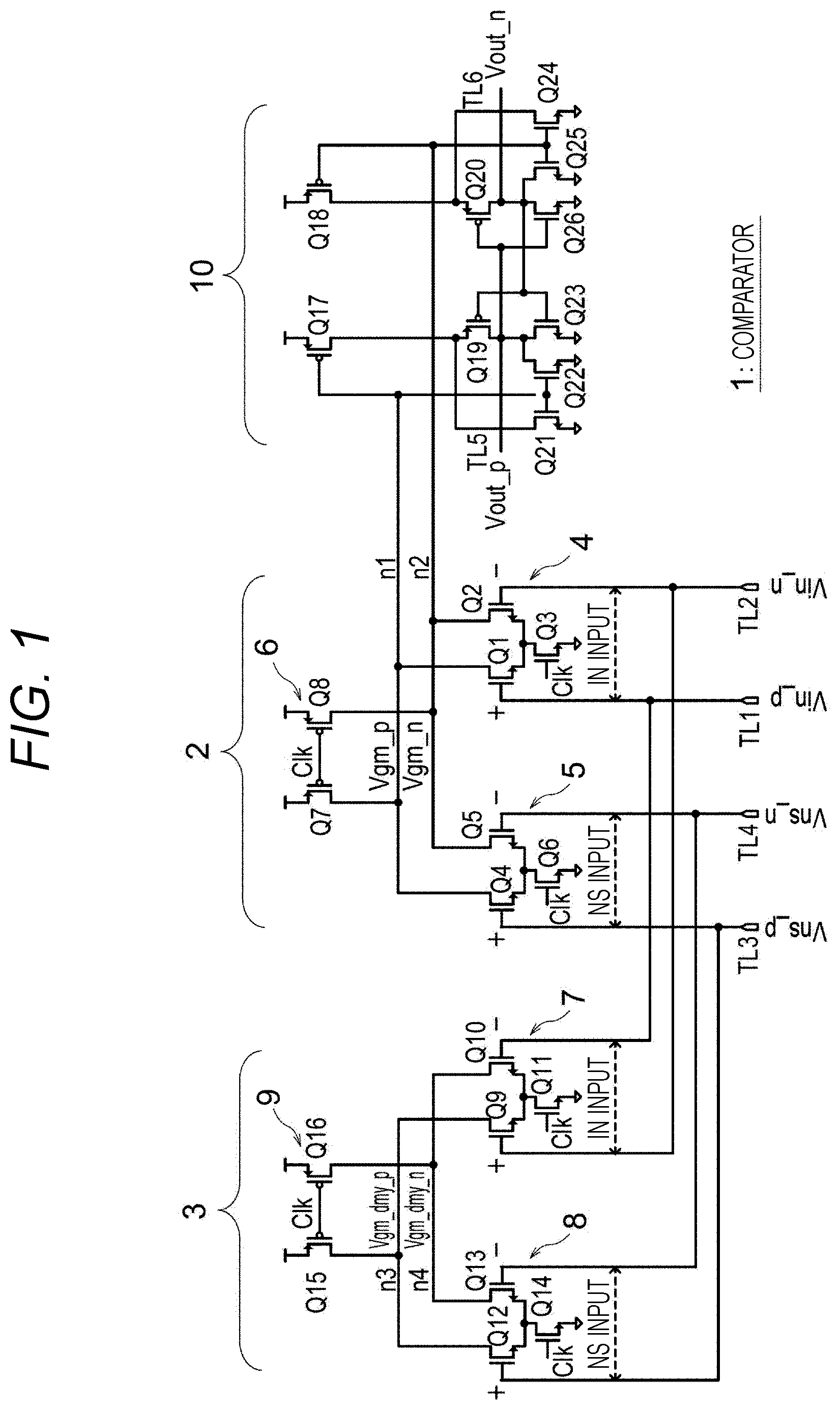 Patent US12107595 — Comparator and analog-to-digital converter — Figure 1