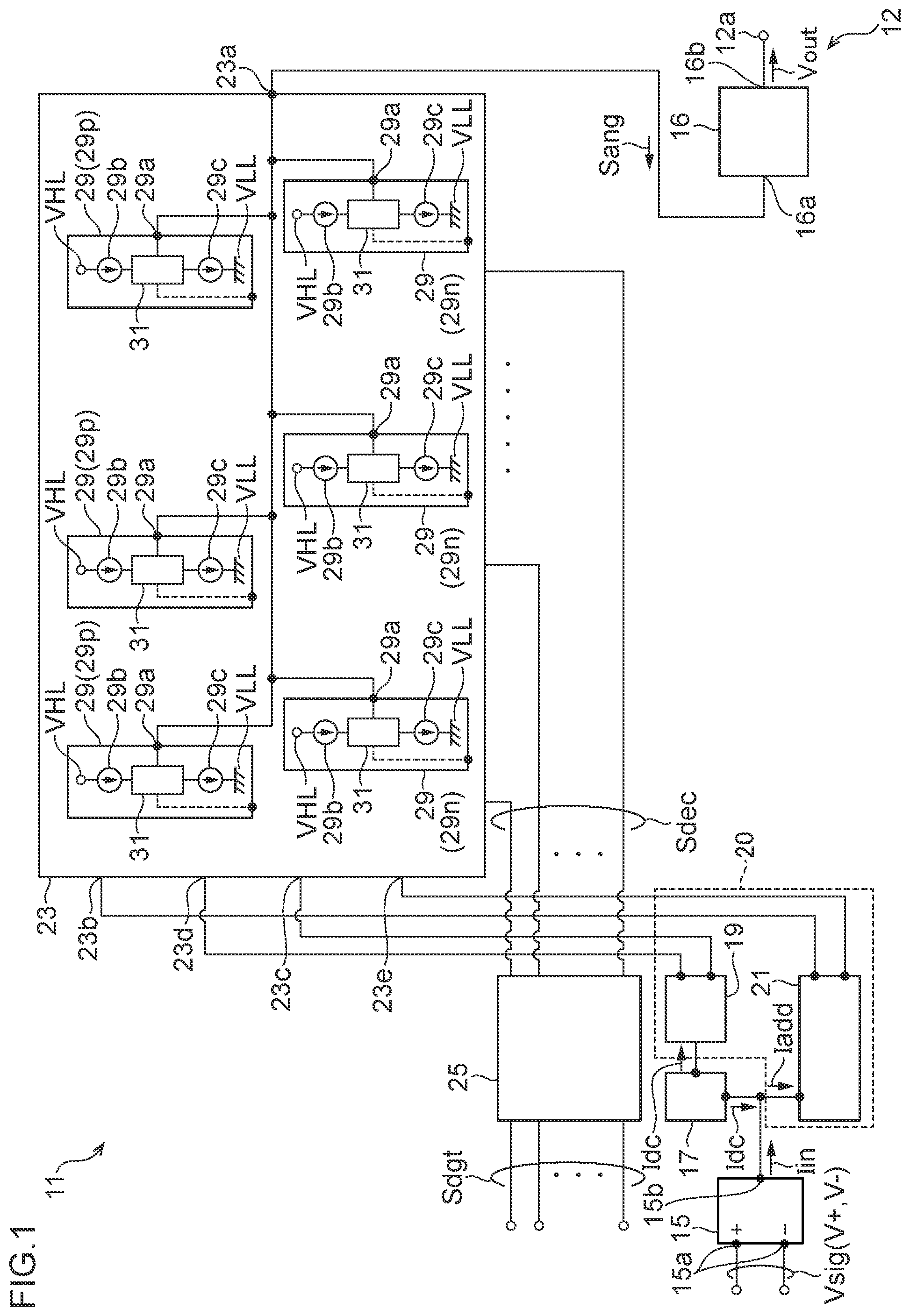 Patent US12107599 Figure 1 – Digital-analog converter and digital-analog converter circuit