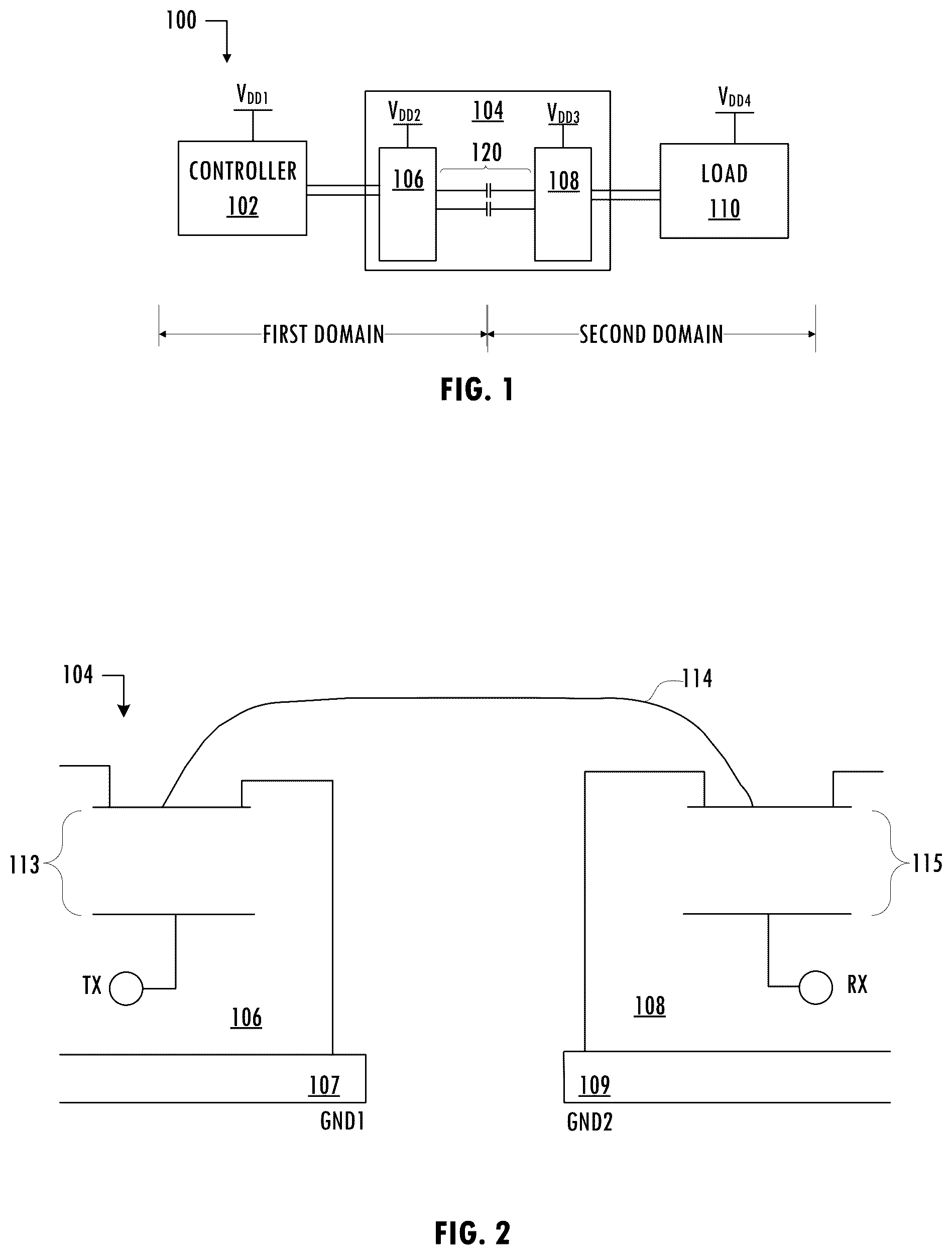 Patent US12107610 Figure 1 – Measurement and calibration of mismatch in an isolation channel