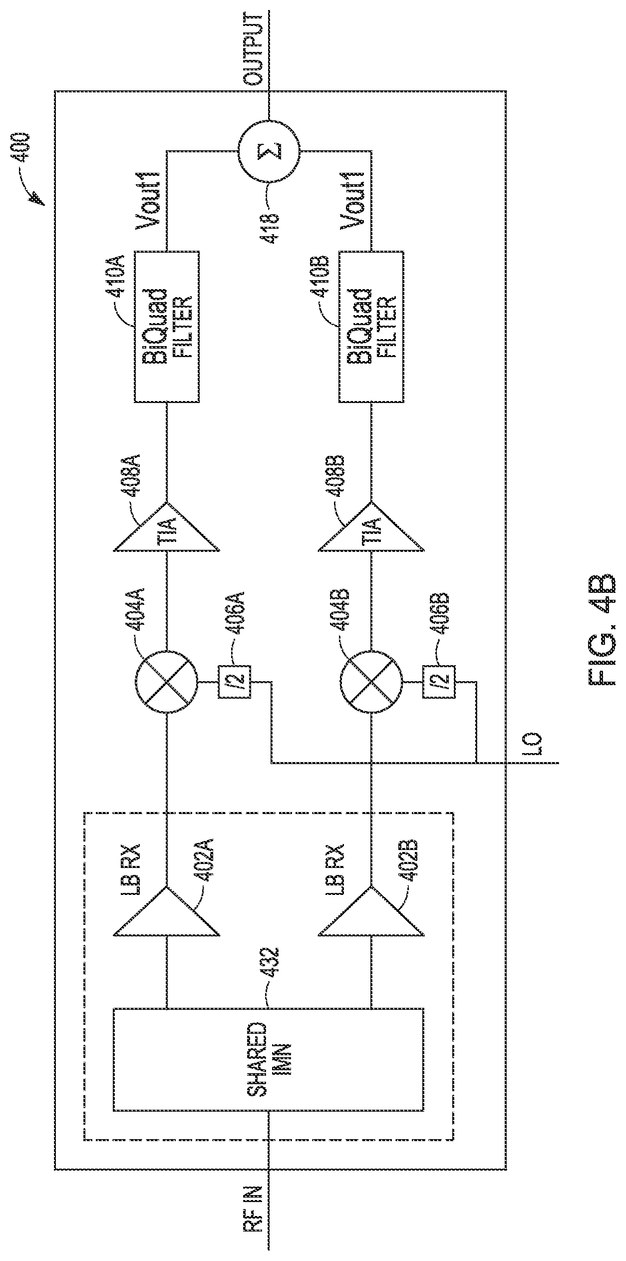 Patent US12107611 Figure 5 – Receiver with reduced noise figure using split LNA and digital combining