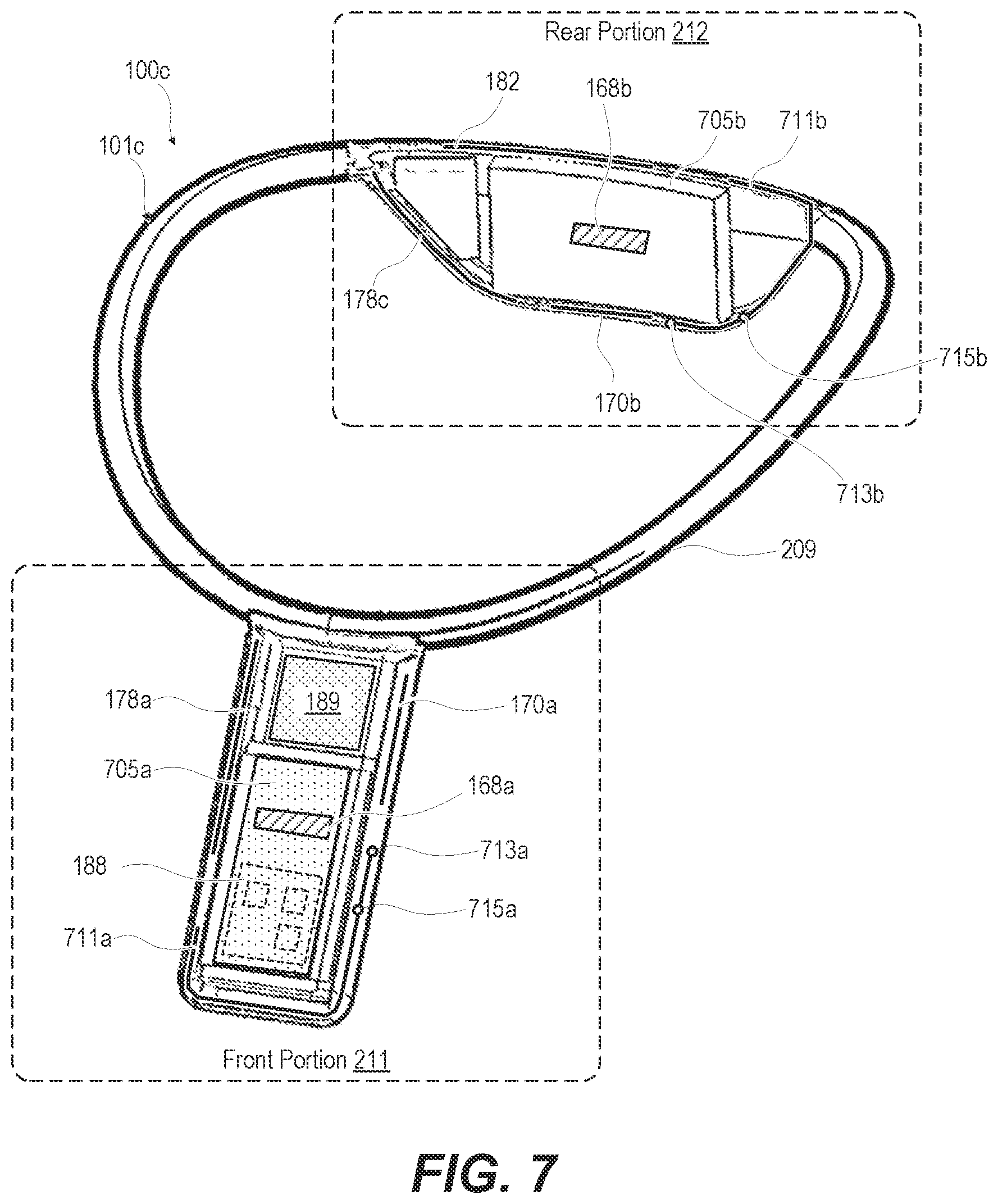 Patent US12107613 Figure 7 – Communication device with body-worn distributed antennas