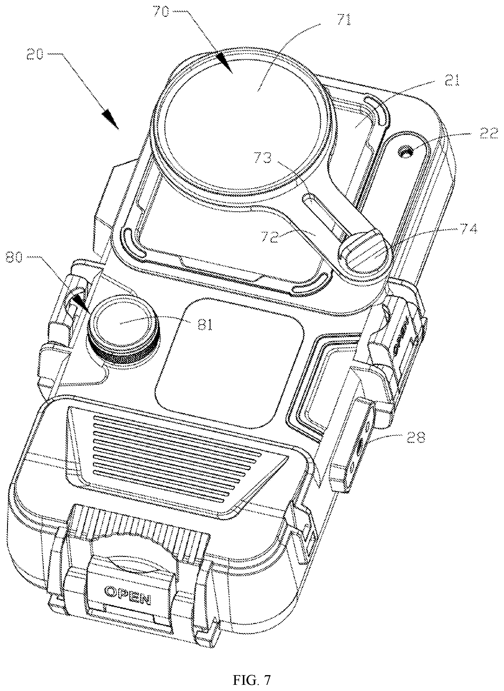 Patent US12107614 Figure 7 – Mobile terminal protective case for diving