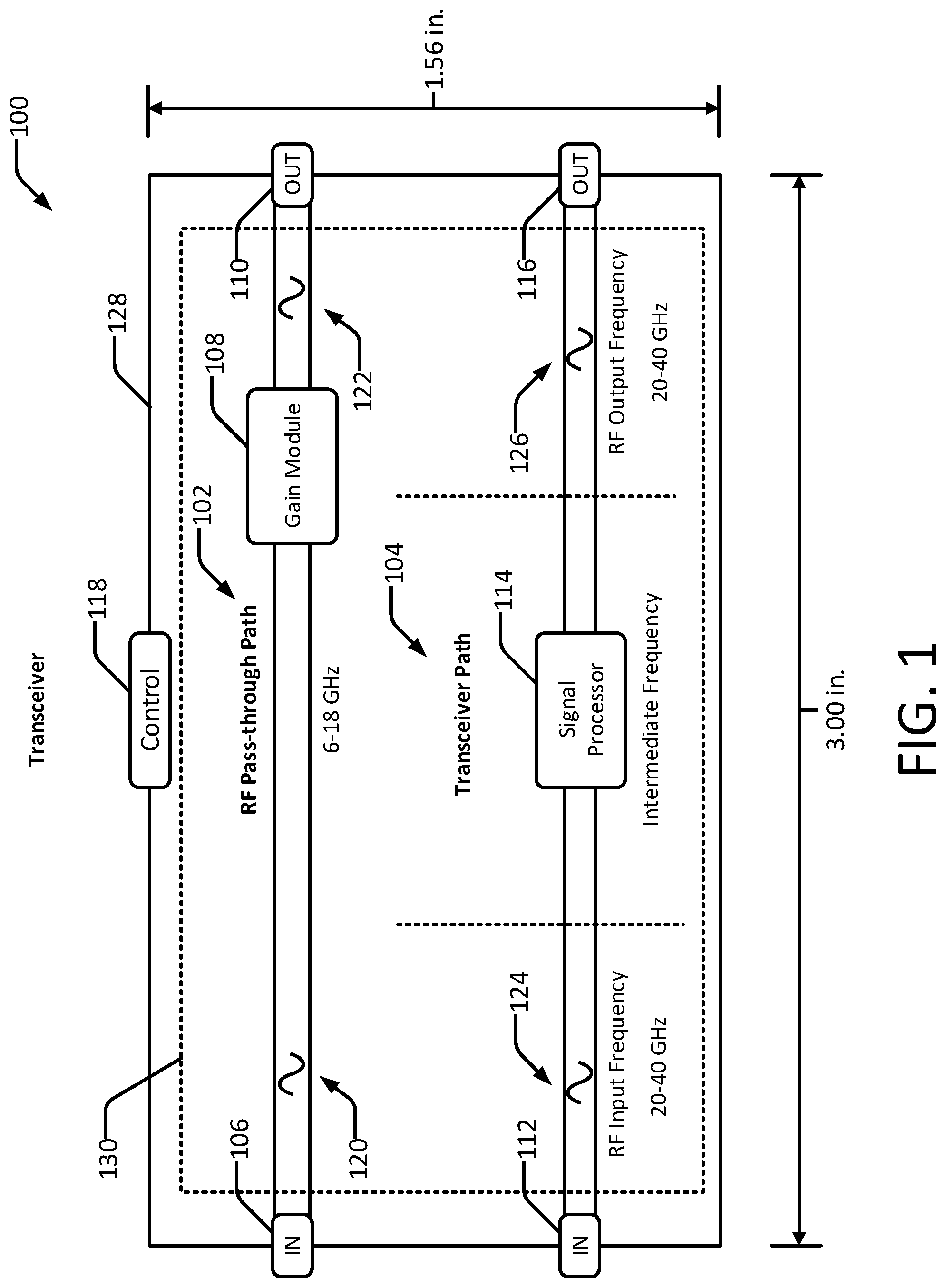 Patent US12107615 Figure 1 – Compact transceiver