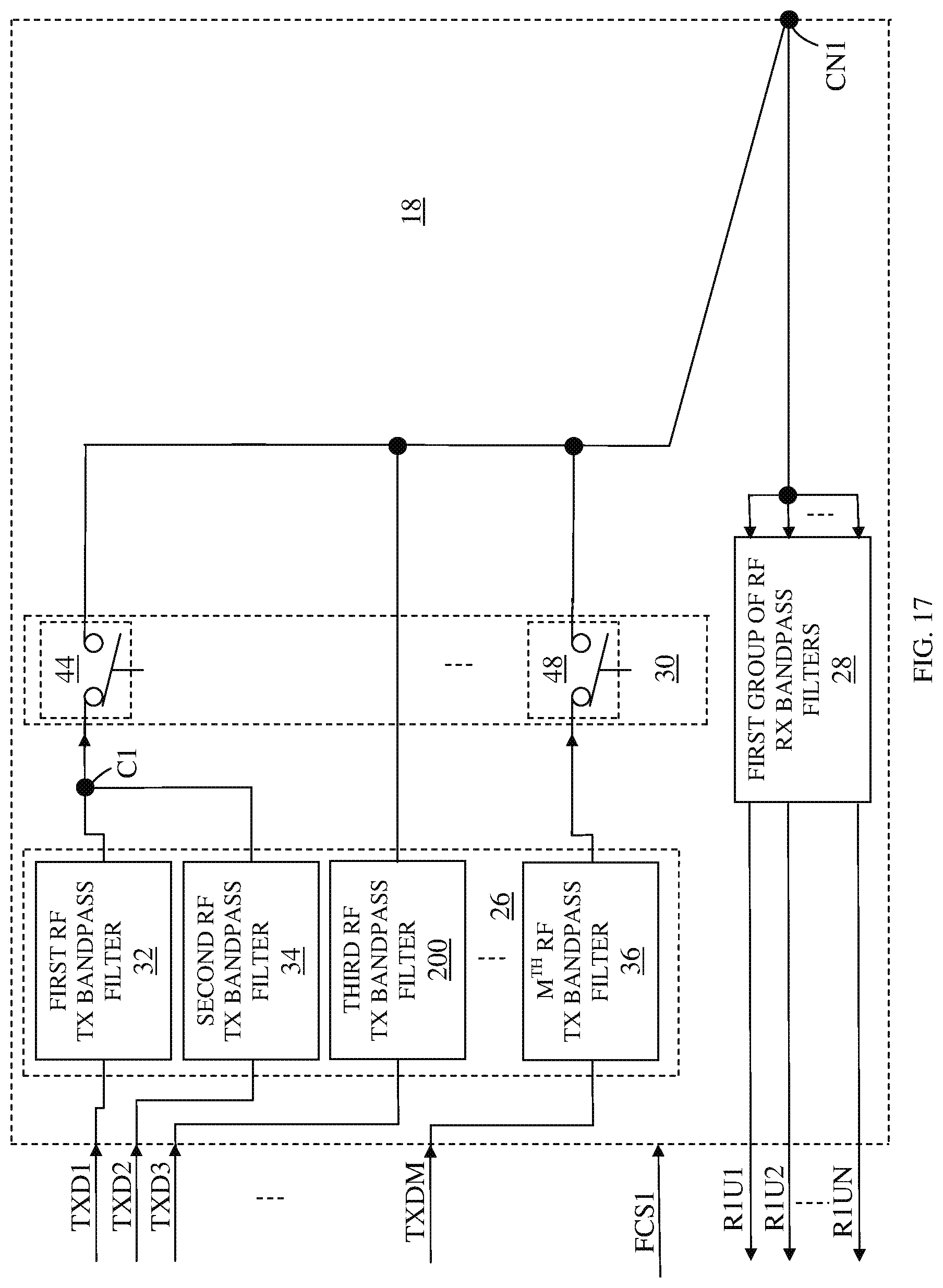 Patent US12107619 Figure 17 – Switchable RF transmit/receive multiplexer