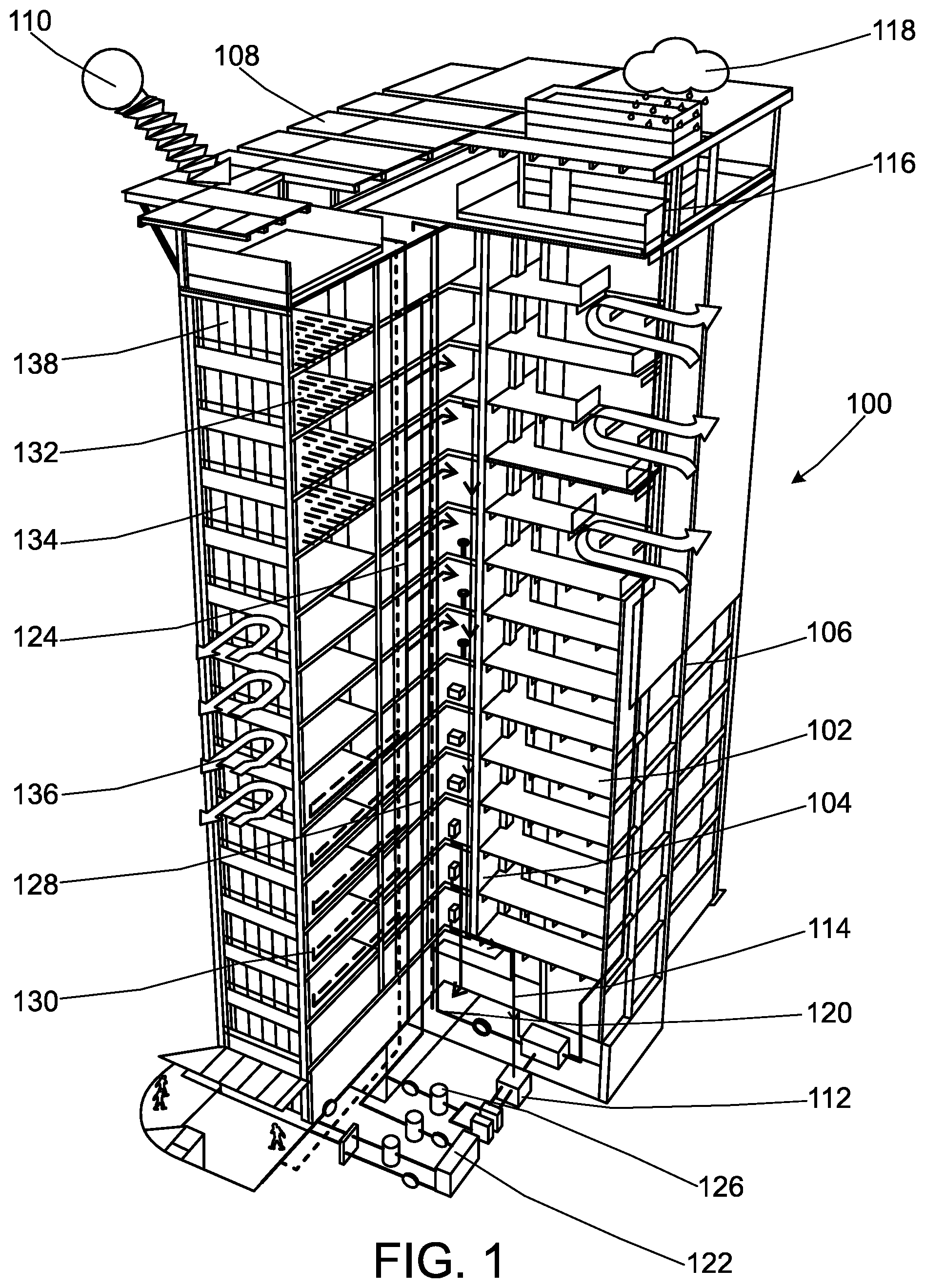 Patent US12107702 Figure 1 – Electrical load validation for a smart space in a building