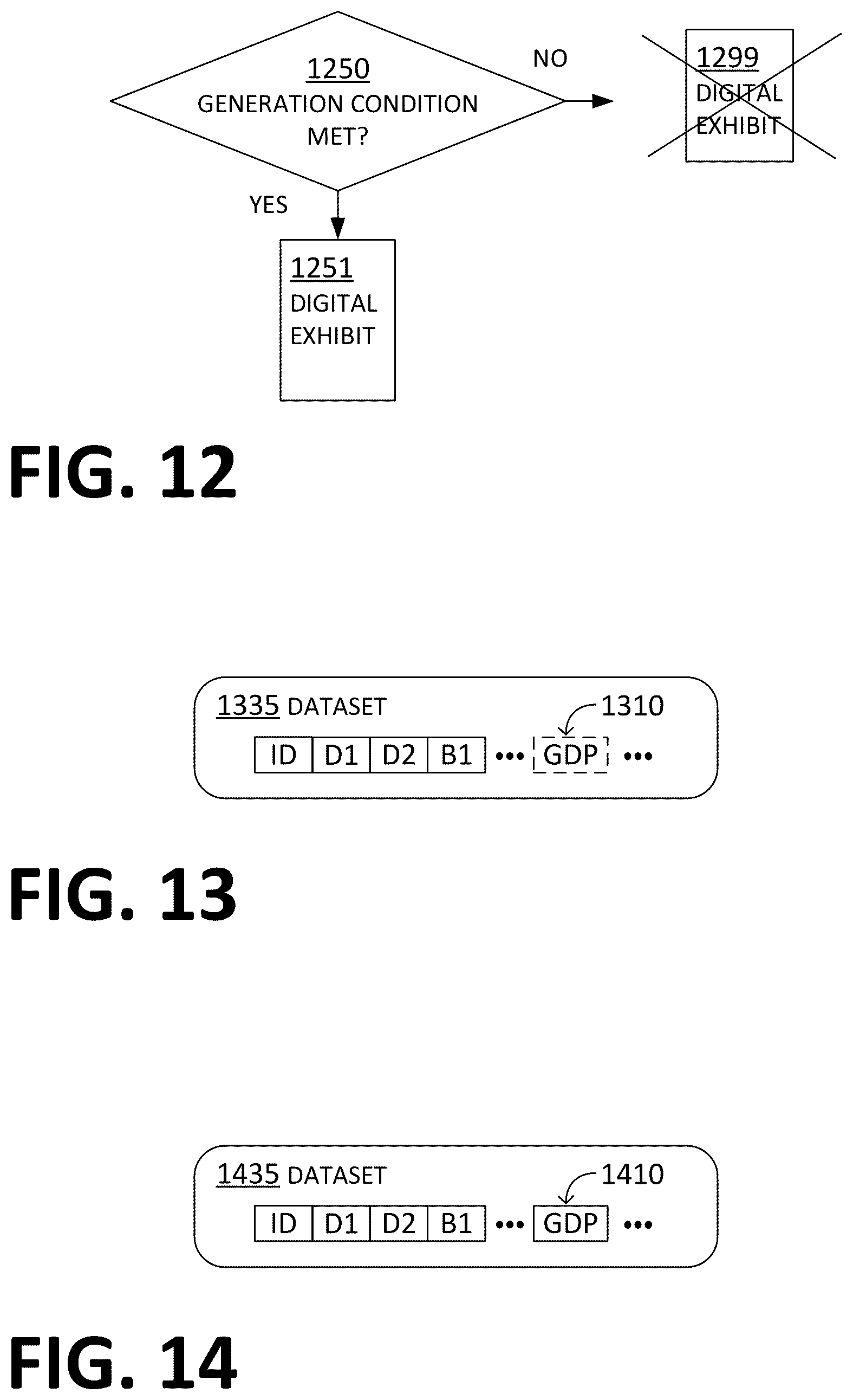 Patent US12107729 Figure 13 – Primary entity requesting from online service provider (OSP) to produce a resource and to prepare a digital exhibit that reports the resource, receiving from the OSP an access indicator that leads to the digital exhibit, and sending the access indicator to secondary entity