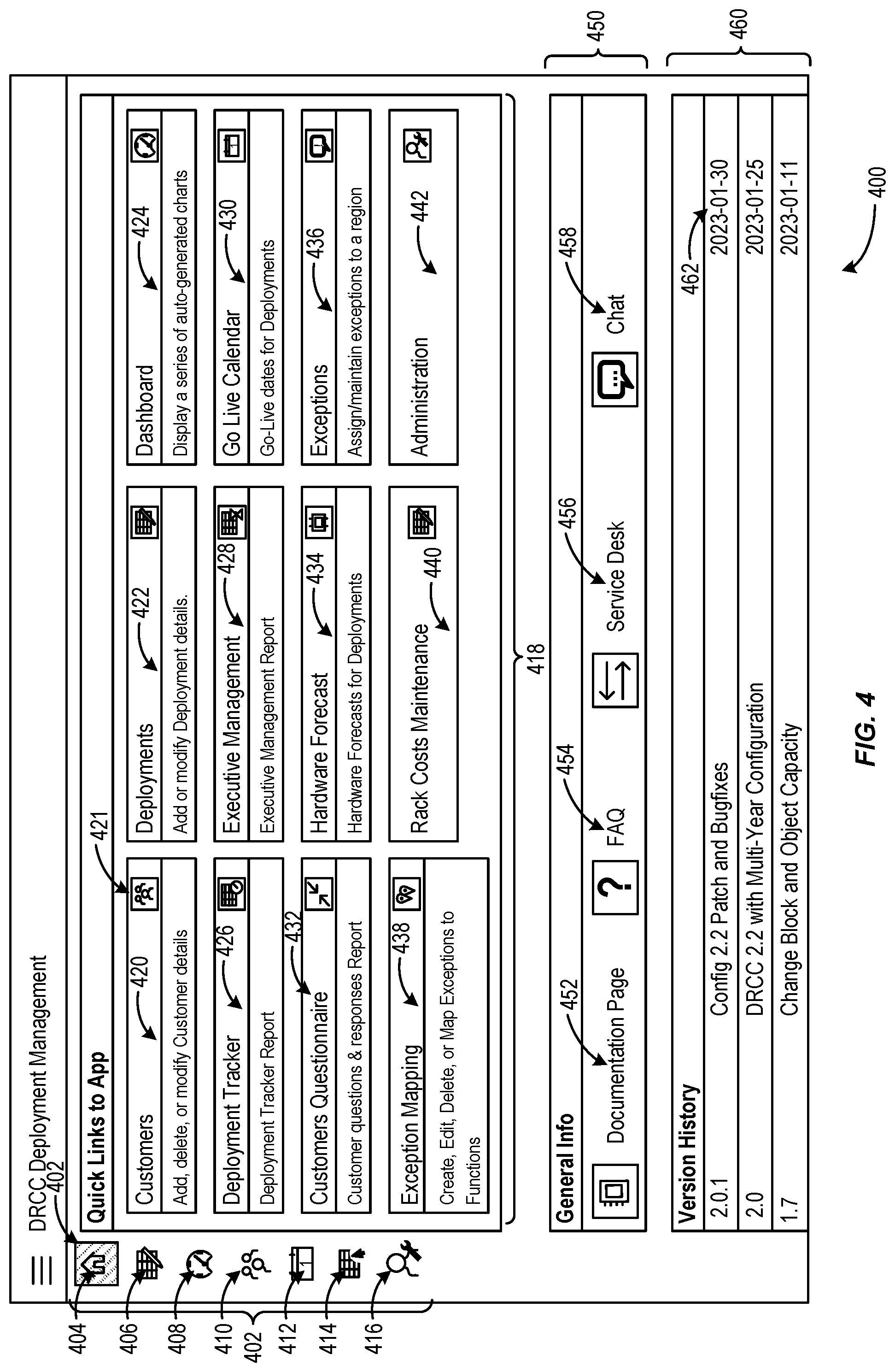 Patent US12107738 Figure 4 – User interfaces for cloud lifecycle management