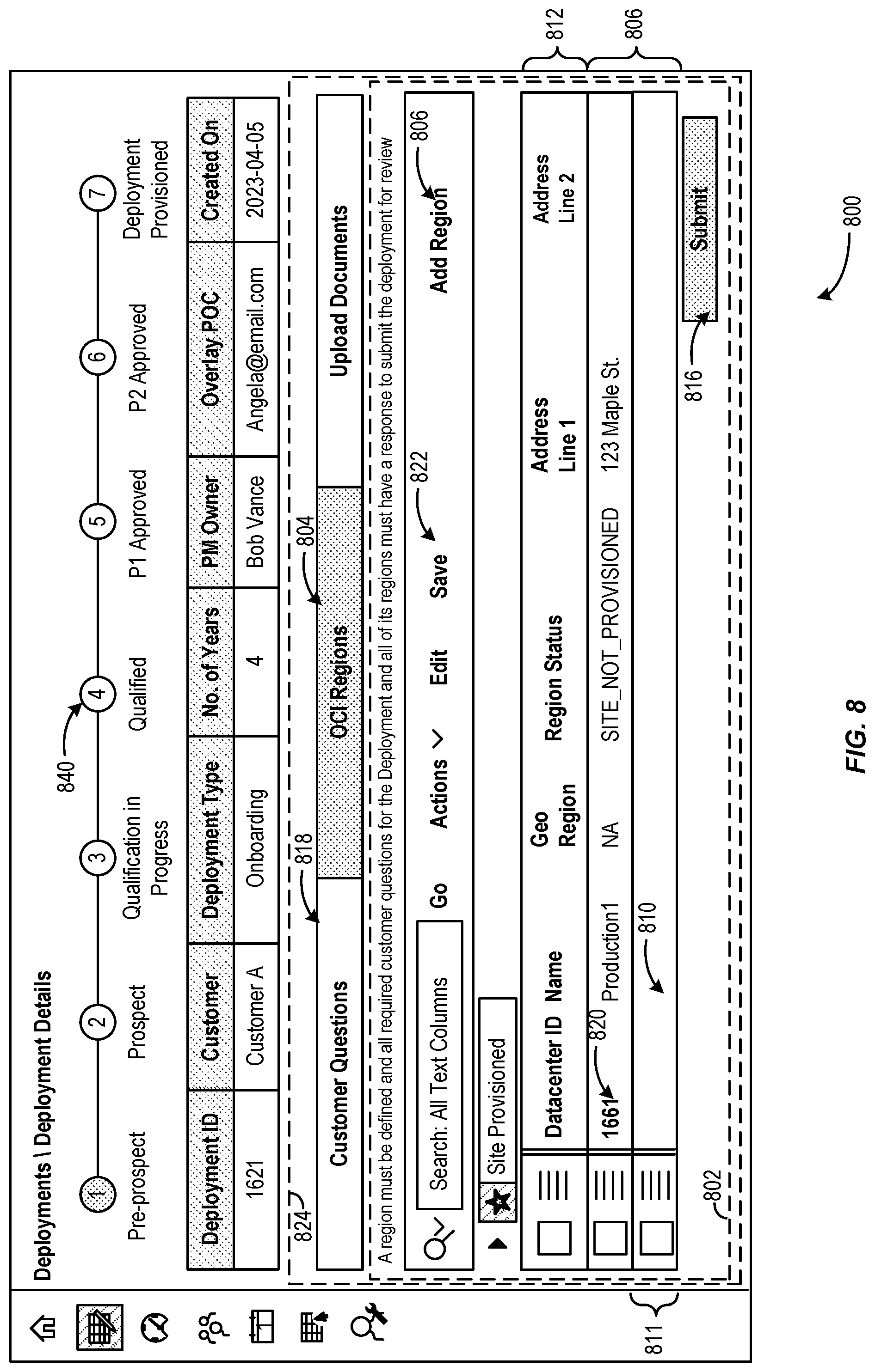 Patent US12107738 Figure 8 – User interfaces for cloud lifecycle management