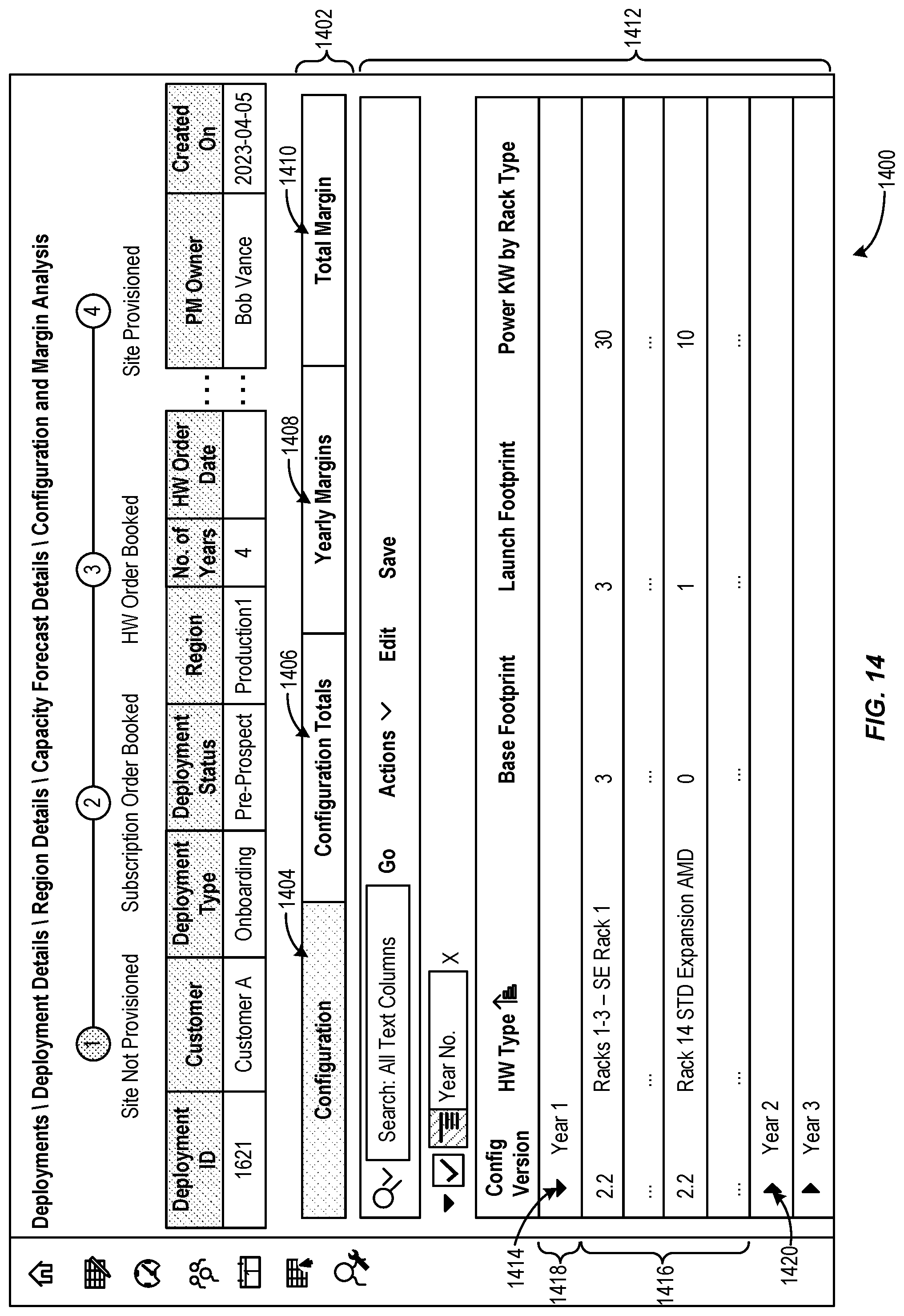 Patent US12107738 Figure 14 – User interfaces for cloud lifecycle management