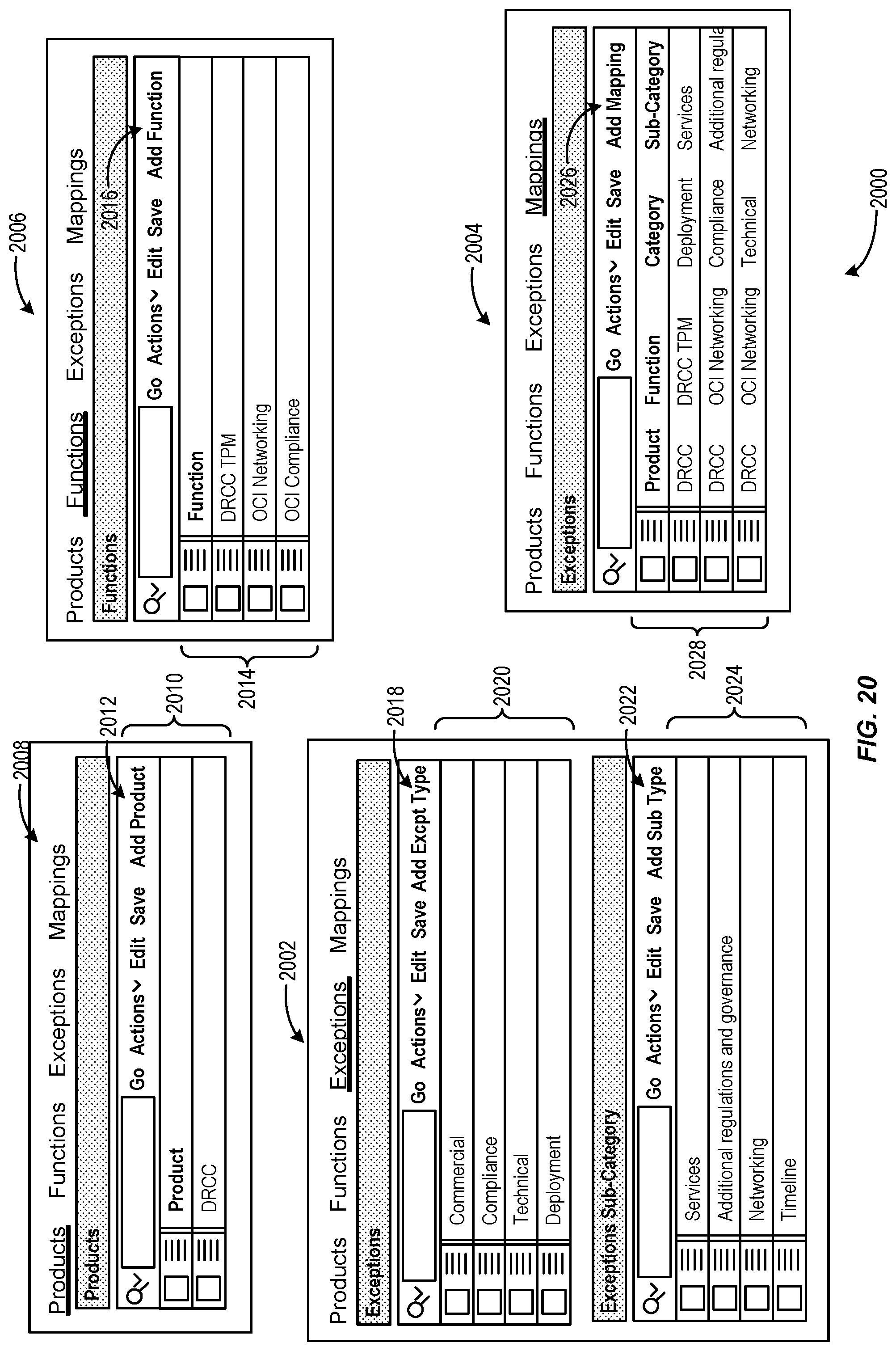 Patent US12107738 Figure 20 – User interfaces for cloud lifecycle management